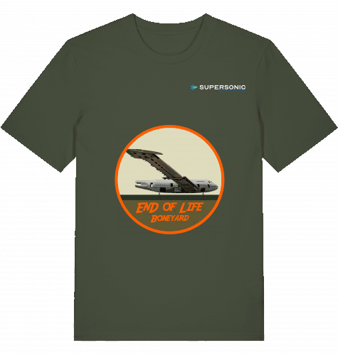 Aviation Flugzeug T-Shirt "End of Life Boneyard" Aircraft Boeing B747 Shirt Khaki für Piloten, Crews, Kinder & Planespotter made by SUPERSONIC aero 4U