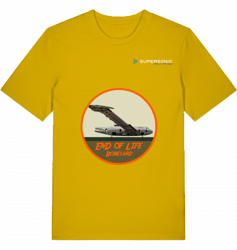 Aviation Flugzeug T-Shirt "End of Life Boneyard" Aircraft Boeing B747 Shirt Ochre für Piloten, Crews, Kinder & Planespotter made by SUPERSONIC aero 4U