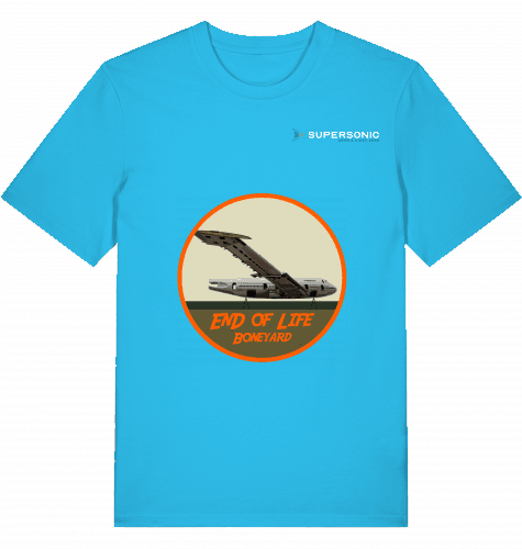 Aviation Flugzeug T-Shirt "End of Life Boneyard" Aircraft Boeing B747 Shirt Aqua Blue für Piloten, Crews, Kinder & Planespotter made by SUPERSONIC aero 4U