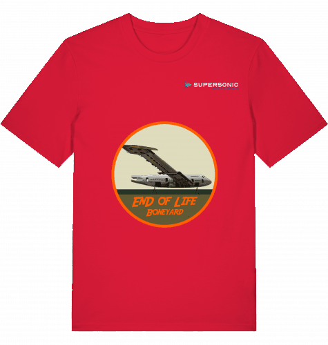 Aviation Flugzeug T-Shirt "End of Life Boneyard" Aircraft Boeing B747 Shirt Red für Piloten, Crews, Kinder & Planespotter made by SUPERSONIC aero 4U
