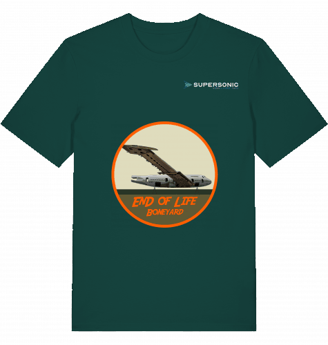 Aviation Flugzeug T-Shirt "End of Life Boneyard" Aircraft Boeing B747 Shirt Glazed Green für Piloten, Crews, Kinder & Planespotter made by SUPERSONIC aero 4U