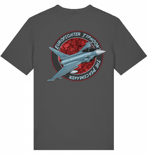 Aviation Flugzeug T-Shirt "Airbus Eurofighter Thyphoon Peacemaker Jet" Anthracite für Piloten, Crews, Kinder & Planespotter made by SUPERSONIC aero 4U