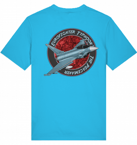 Aviation Flugzeug T-Shirt "Airbus Eurofighter Thyphoon Peacemaker Jet" Aqua Blue für Piloten, Crews, Kinder & Planespotter made by SUPERSONIC aero 4U