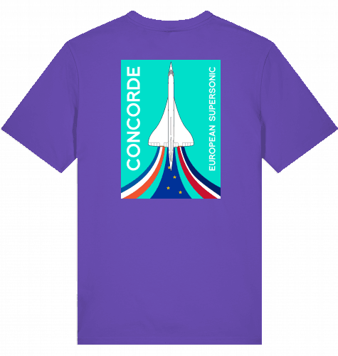 Aviation Flugzeug T-Shirt "European Supersonic Jet" Concorde Aérospatiale-BAC Purple Love für Piloten, Crews, Kinder & Planespotter made by SUPERSONIC aero 4U