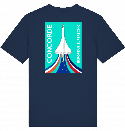 Aviation Flugzeug T-Shirt "European Supersonic Jet" Concorde Aérospatiale-BAC French Navy für Piloten, Crews, Kinder & Planespotter made by SUPERSONIC aero 4U