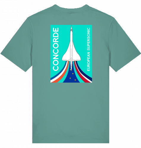 Aviation Flugzeug T-Shirt "European Supersonic Jet" Concorde Aérospatiale-BAC Green Bay für Piloten, Crews, Kinder & Planespotter made by SUPERSONIC aero 4U