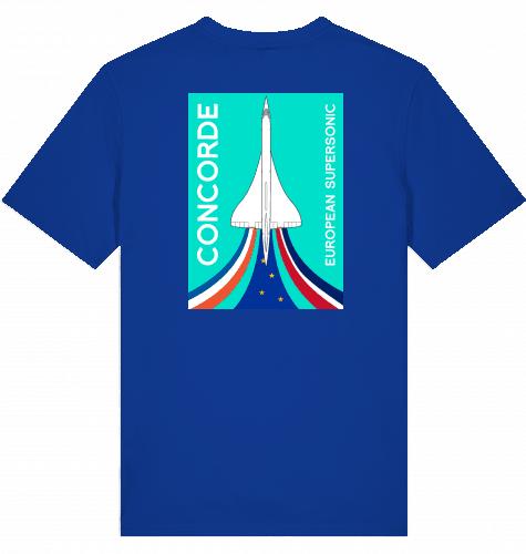 Aviation Flugzeug T-Shirt "European Supersonic Jet" Concorde Aérospatiale-BAC Worker Blue für Piloten, Crews, Kinder & Planespotter made by SUPERSONIC aero 4U