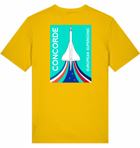 Aviation Flugzeug T-Shirt "European Supersonic Jet" Concorde Aérospatiale-BAC Spectra Yellow für Piloten, Crews, Kinder & Planespotter made by SUPERSONIC aero 4U