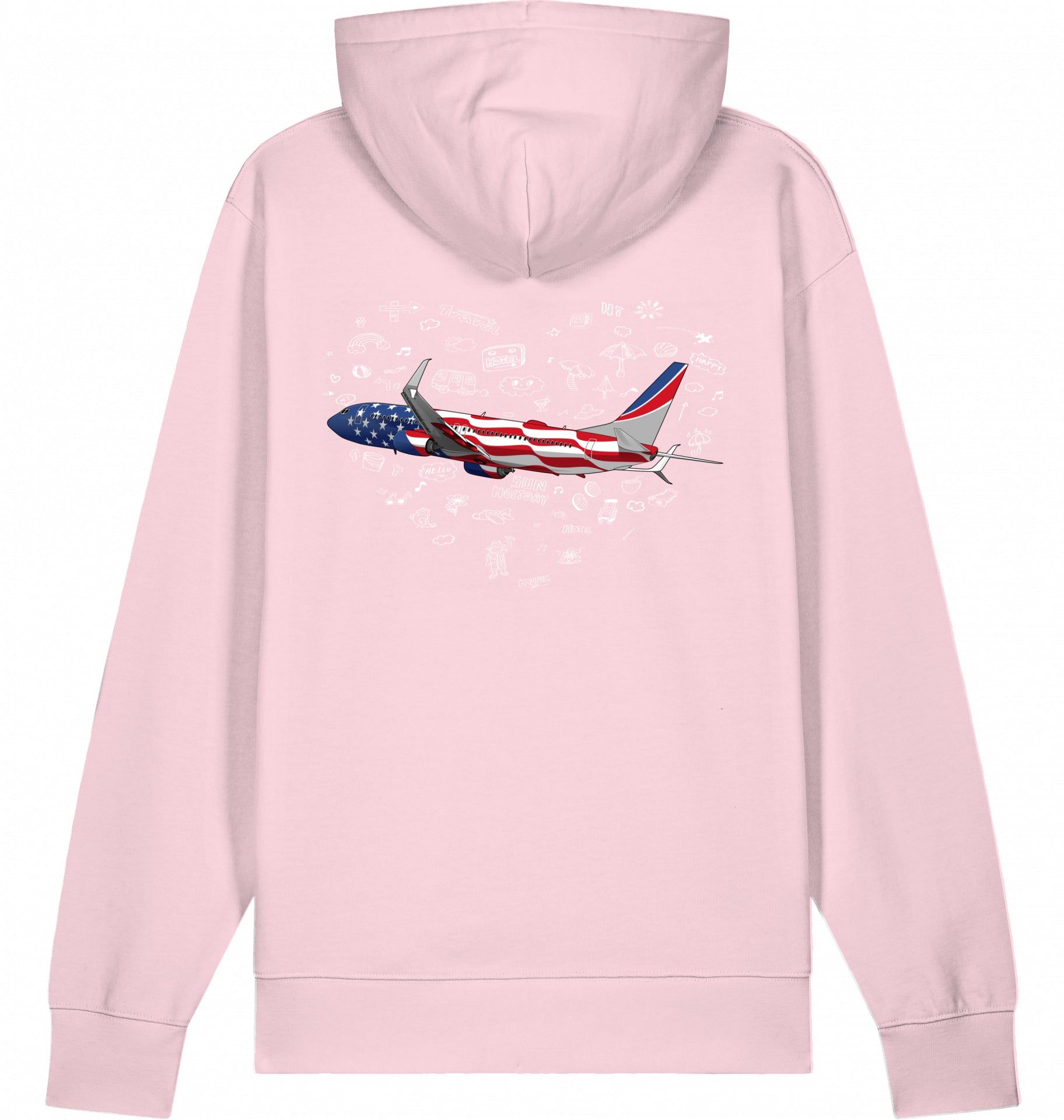 Aviation Flugzeug Hoodie Boeing 737 Stars & Stripes Cotton Pink für Piloten, Crews, Kinder & Planespotter made by SUPERSONIC aero 4U