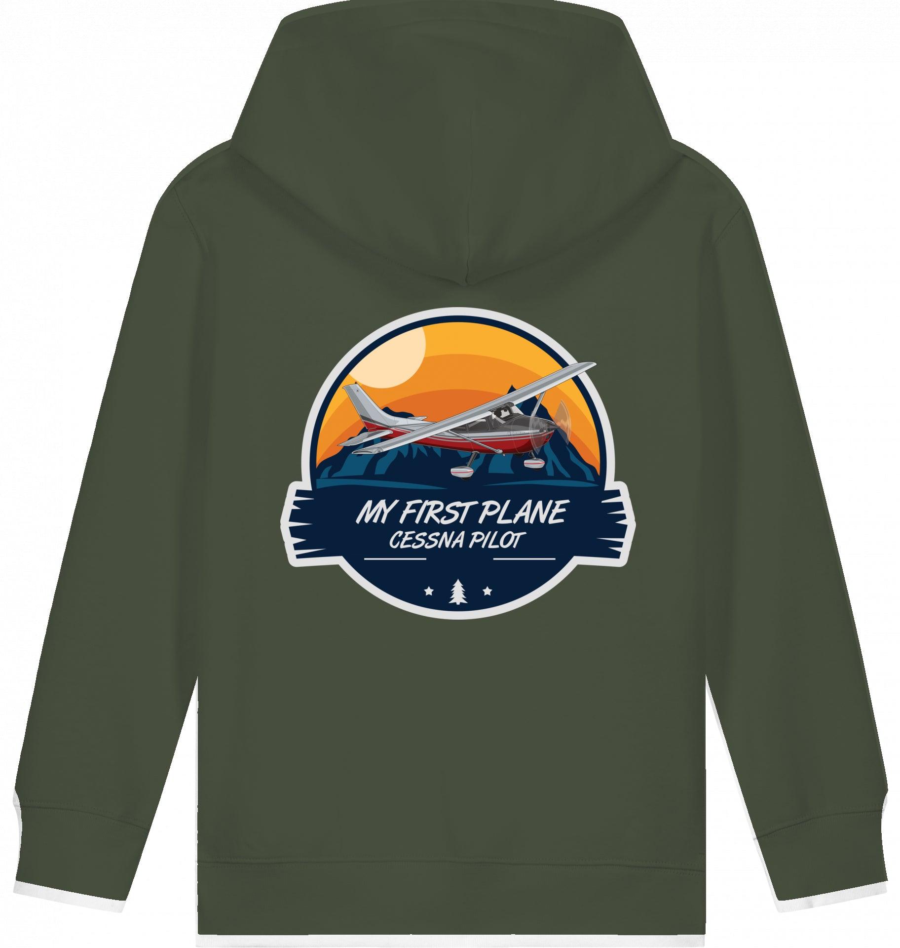 Aviation Kids Flugzeug Hoodie "My First Plane - Cessna 172" Khaki für Piloten, Crews, Kinder & Planespotter made by SUPERSONIC aero 4U