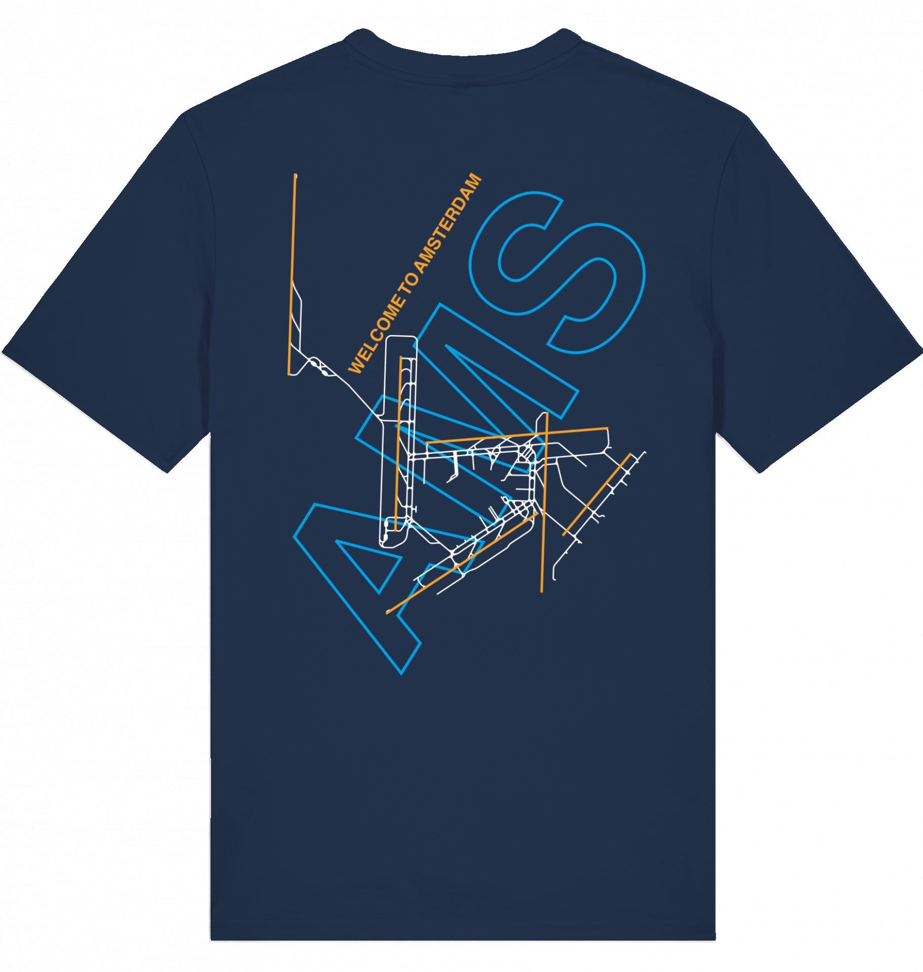 Aviation Airport T-Shirt "Amsterdam AMS Airportcode" French Navy für Piloten, Crews, Kinder & Planespotter made by SUPERSONIC aero 4U