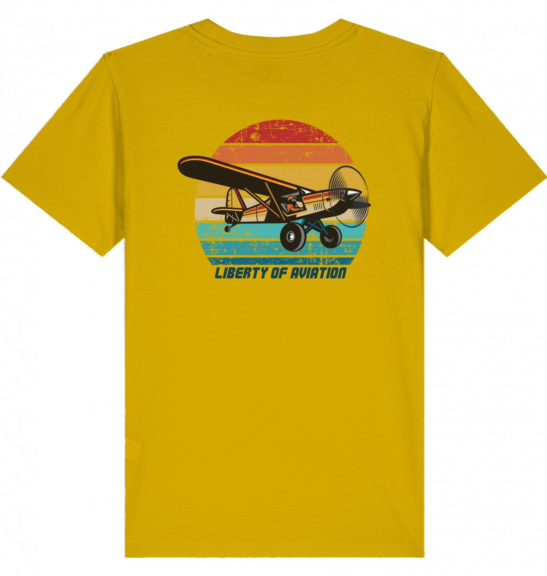 Aviation Kids Aviation T-Shirt "Liberty of Aviation" Piper Super Cup 2.0 Ochre für Piloten, Crews, Kinder & Planespotter made by SUPERSONIC aero 4U
