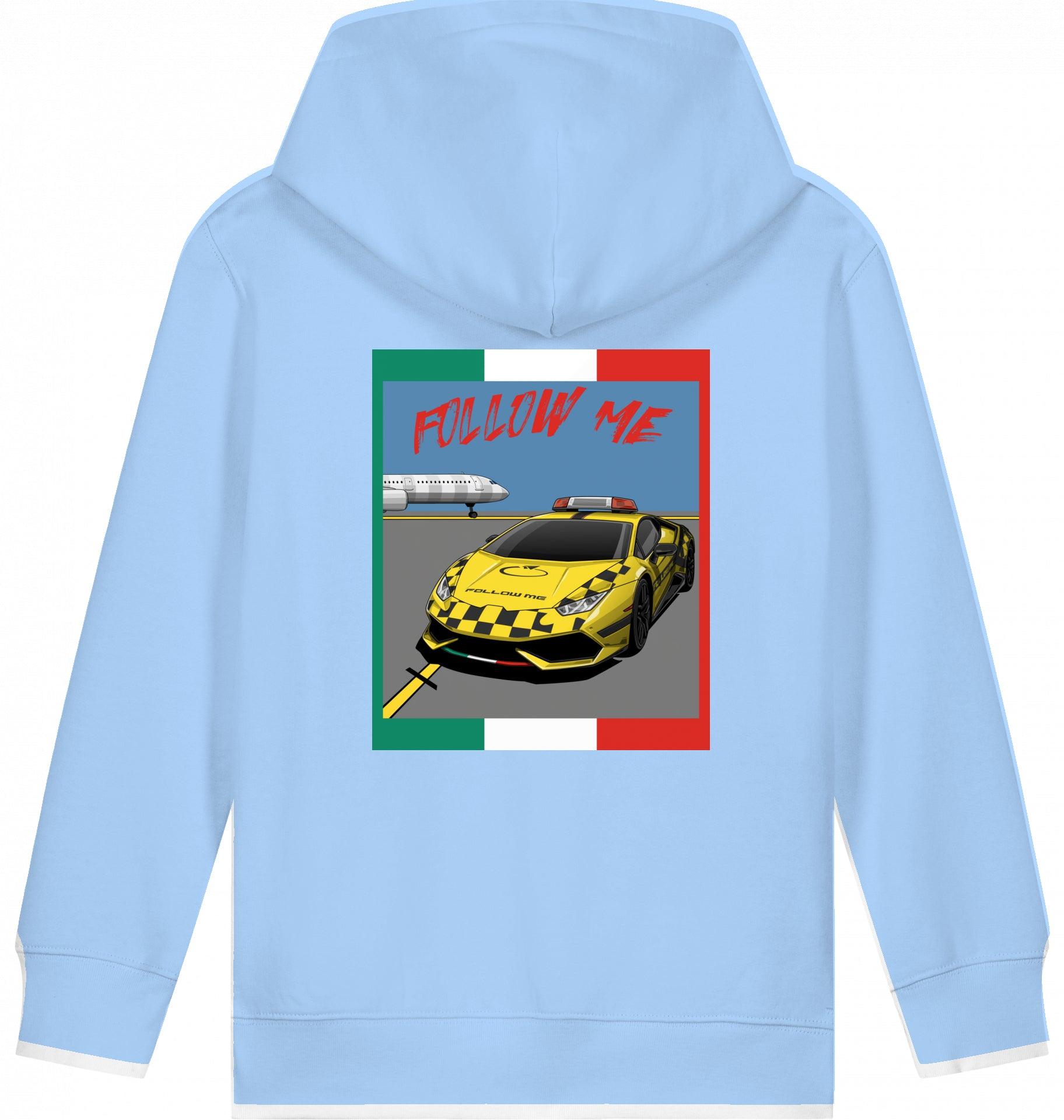 Aviation Kids Aviation Hoodie "Follow Me Italia" Airbus A321 Blue Soul für Piloten, Crews, Kinder & Planespotter made by SUPERSONIC aero 4U