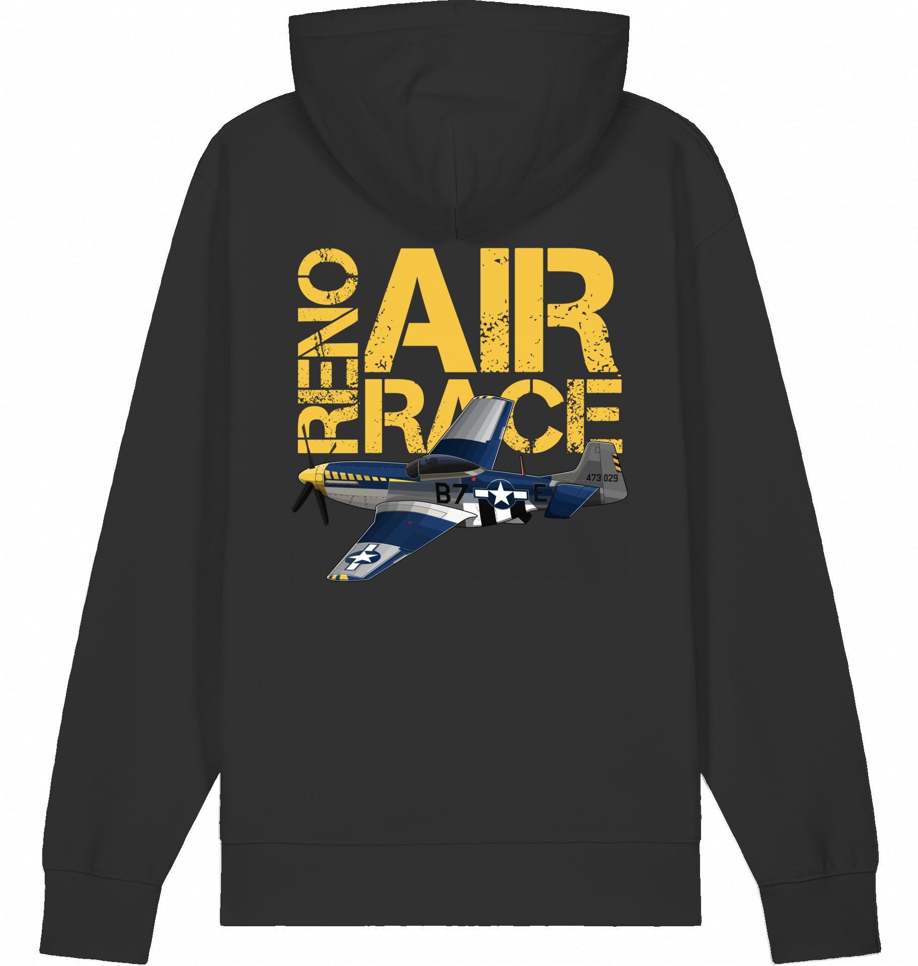 Aviation Flugzeug Hoodie P-51 Mustang "Reno Air Race" Black für Piloten, Crews, Kinder & Planespotter made by SUPERSONIC aero 4U