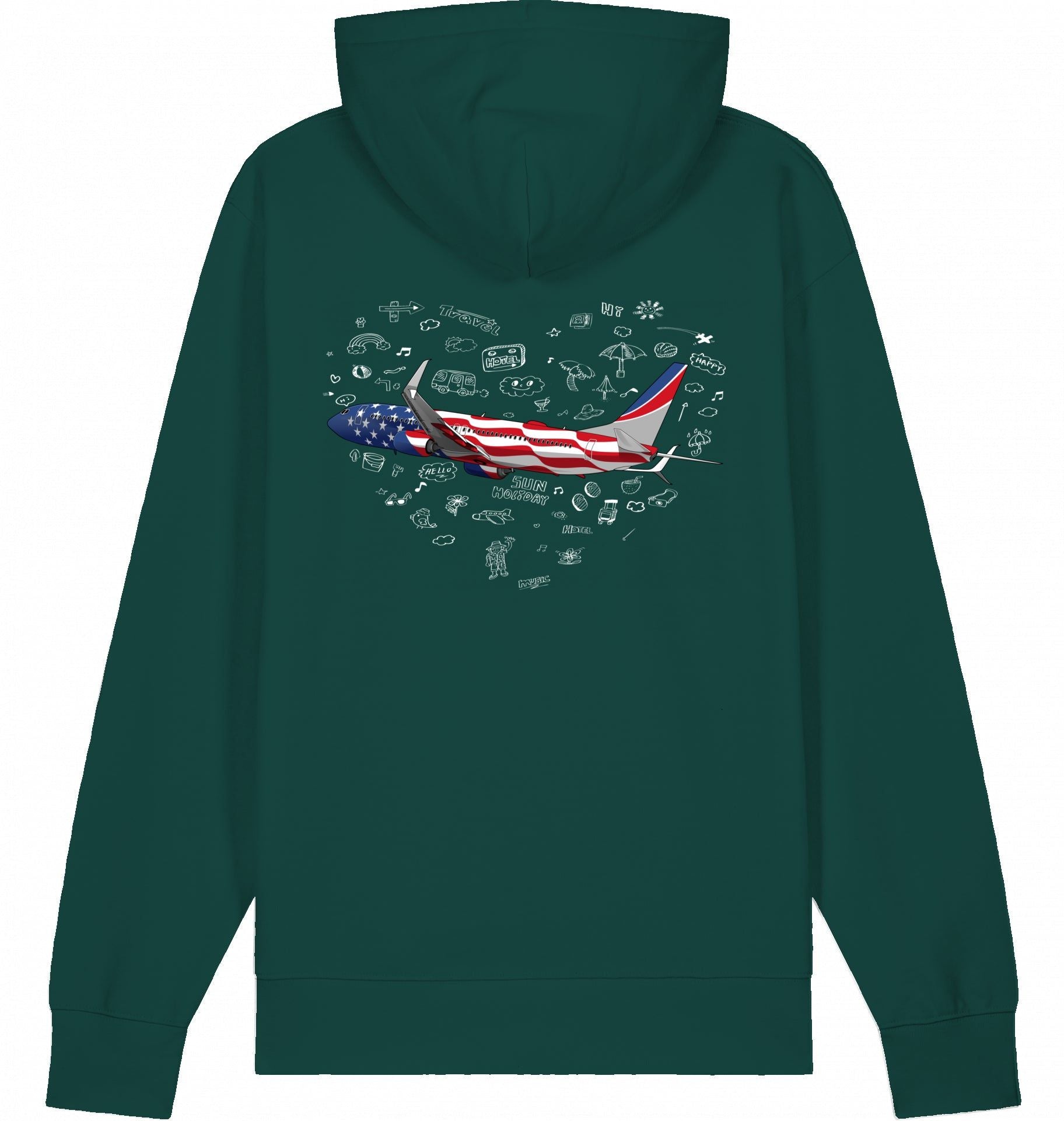 Aviation Flugzeug Hoodie Boeing 737 Stars & Stripes Glazed Green für Piloten, Crews, Kinder & Planespotter made by SUPERSONIC aero 4U