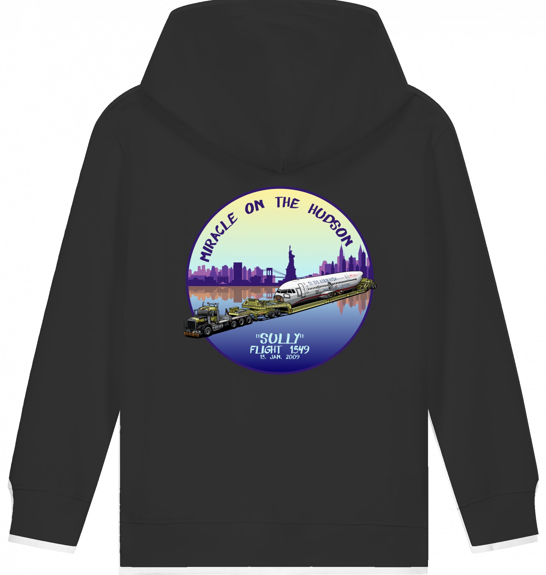 Aviation Kids Flugzeug Hoodie "Sullenberger - Miracle on the Hudson" für Piloten, Crews, Kinder & Planespotter made by SUPERSONIC aero 4U