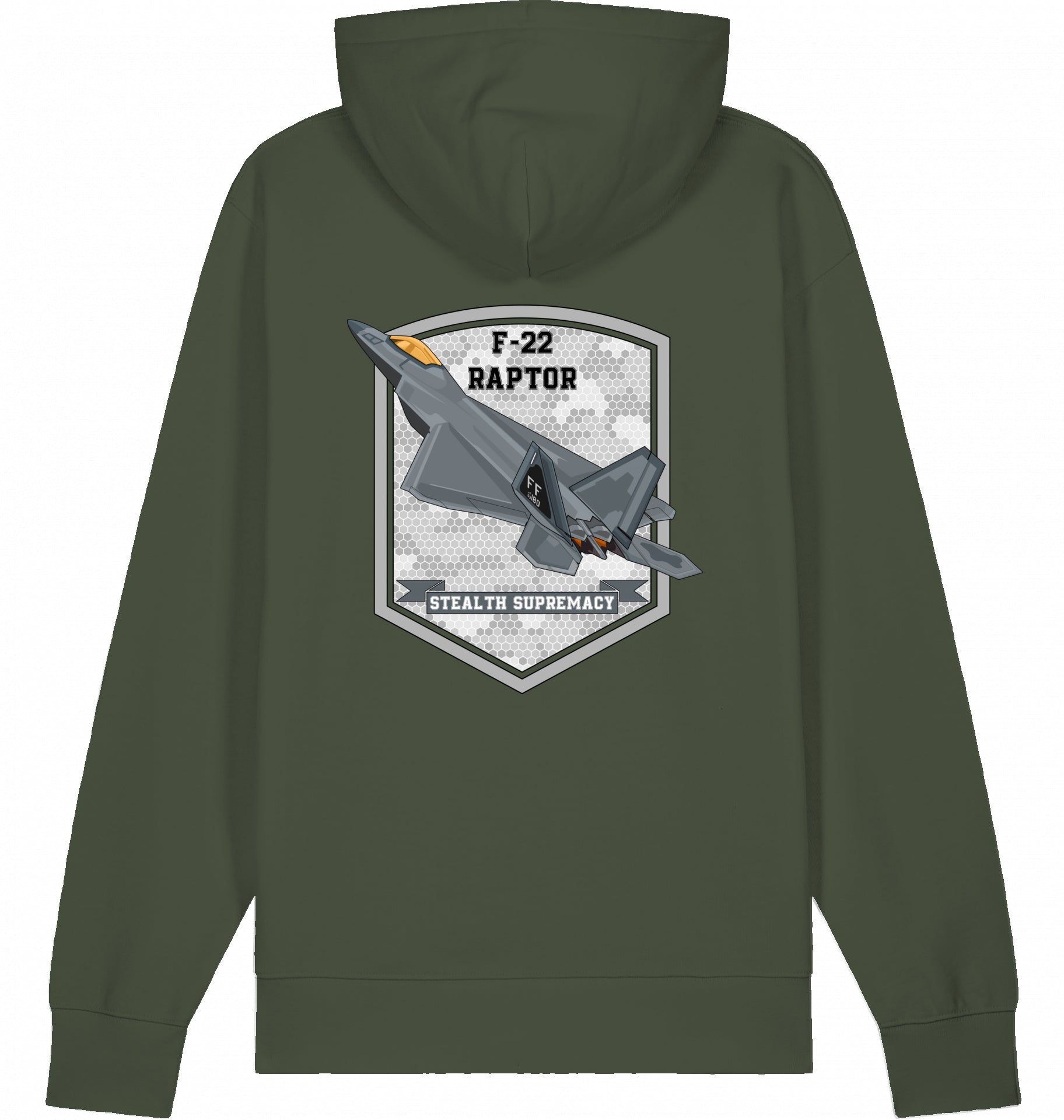 Aviation Flugzeug Hoodie F-22 Raptor Stealth Supremacy Khaki für Piloten, Crews, Kinder & Planespotter made by SUPERSONIC aero 4U