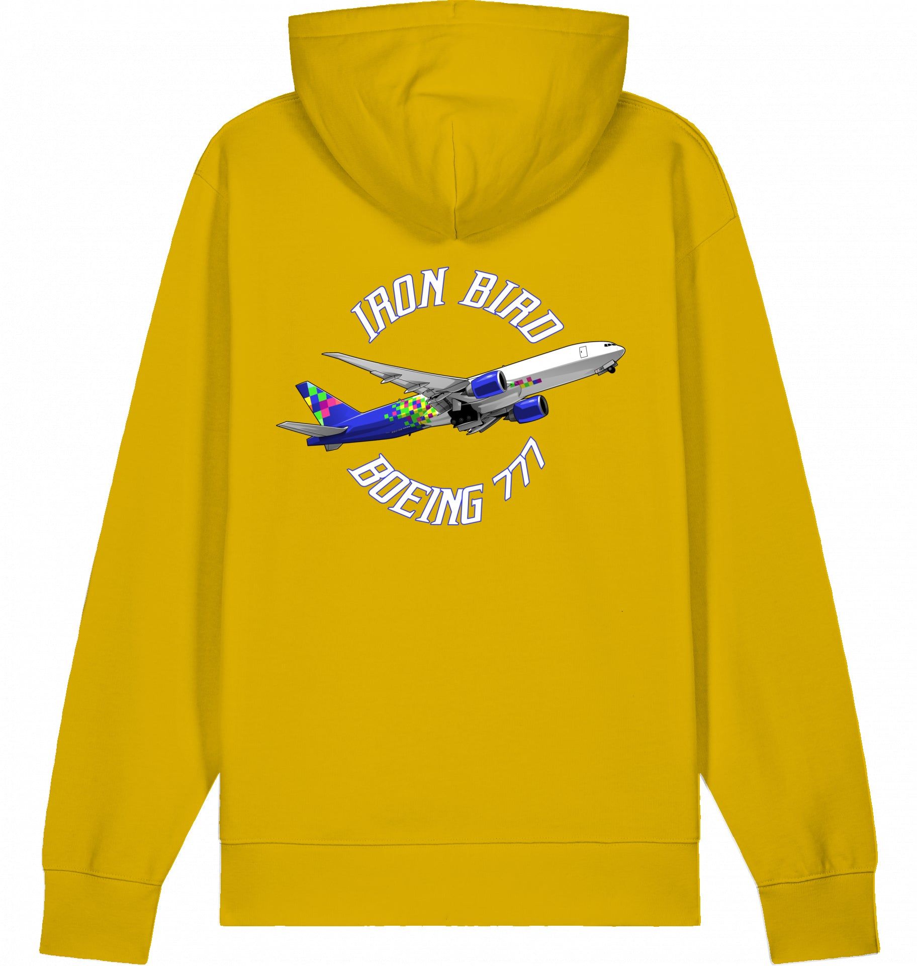 Aviation Flugzeug Hoodie Boeing 777 Iron Bird Ochre für Piloten, Crews, Kinder & Planespotter made by SUPERSONIC aero 4U