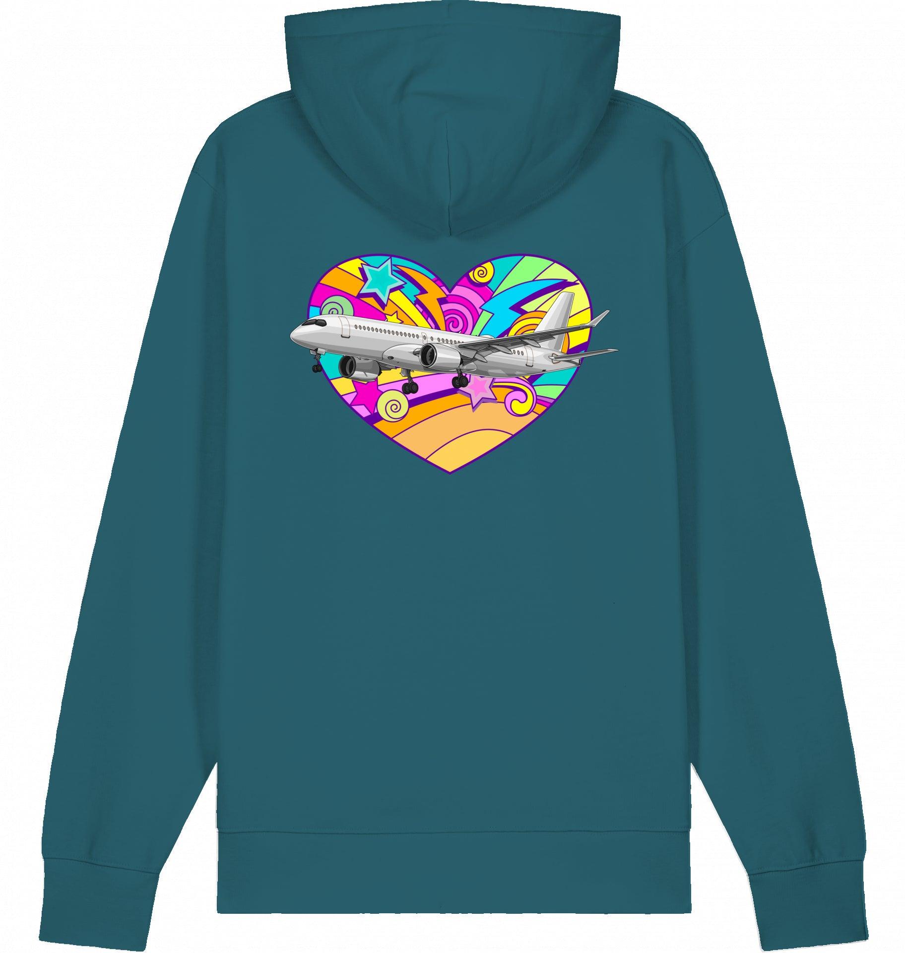 Aviation Flugzeug Hoodie Airbus A220 Heart - Airbus Lovers Stargazer für Piloten, Crews, Kinder & Planespotter made by SUPERSONIC aero 4U