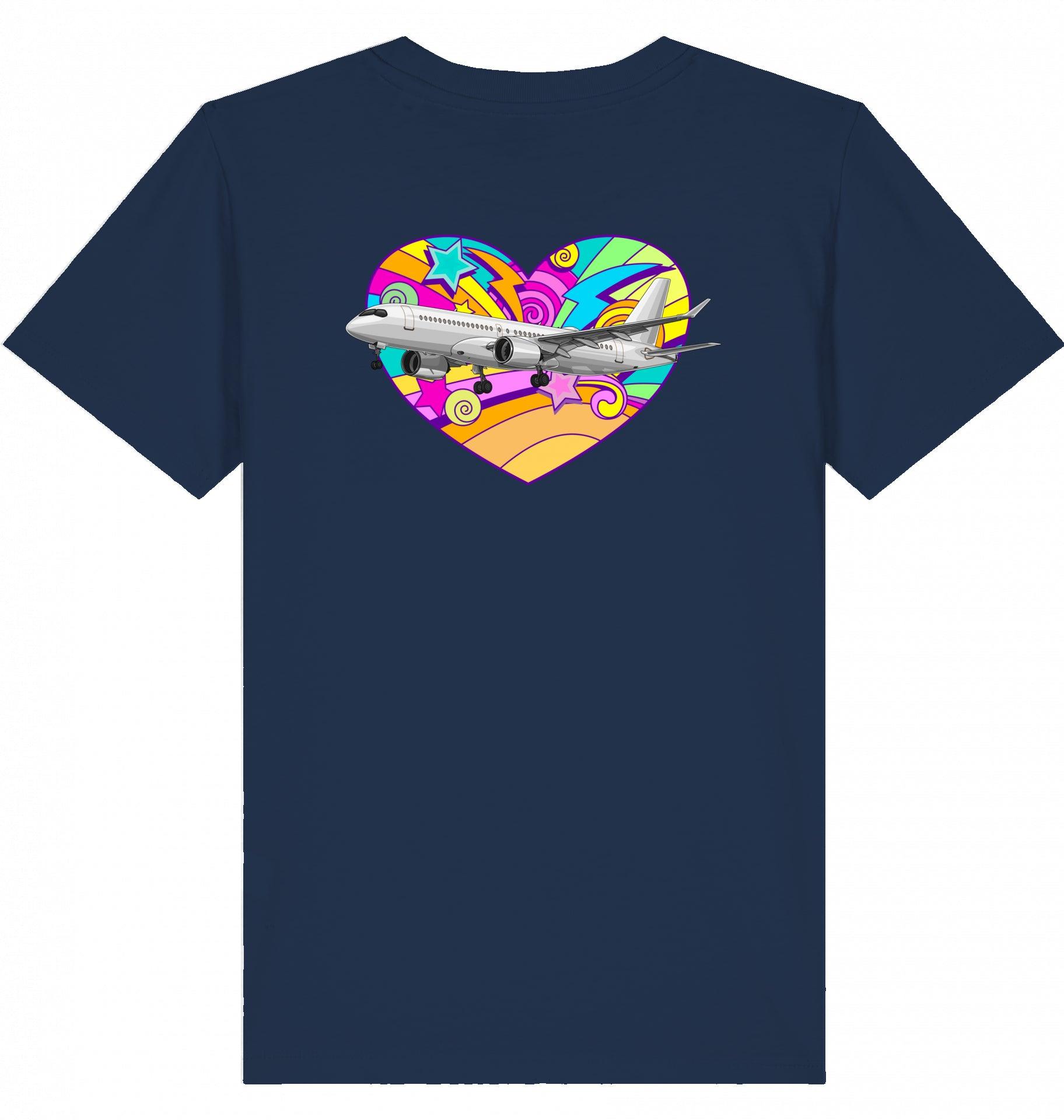 Aviation Kids Aviation T-Shirt Airbus A220 Flugzeug "Heart" 2.0 French Navy für Piloten, Crews, Kinder & Planespotter made by SUPERSONIC aero 4U