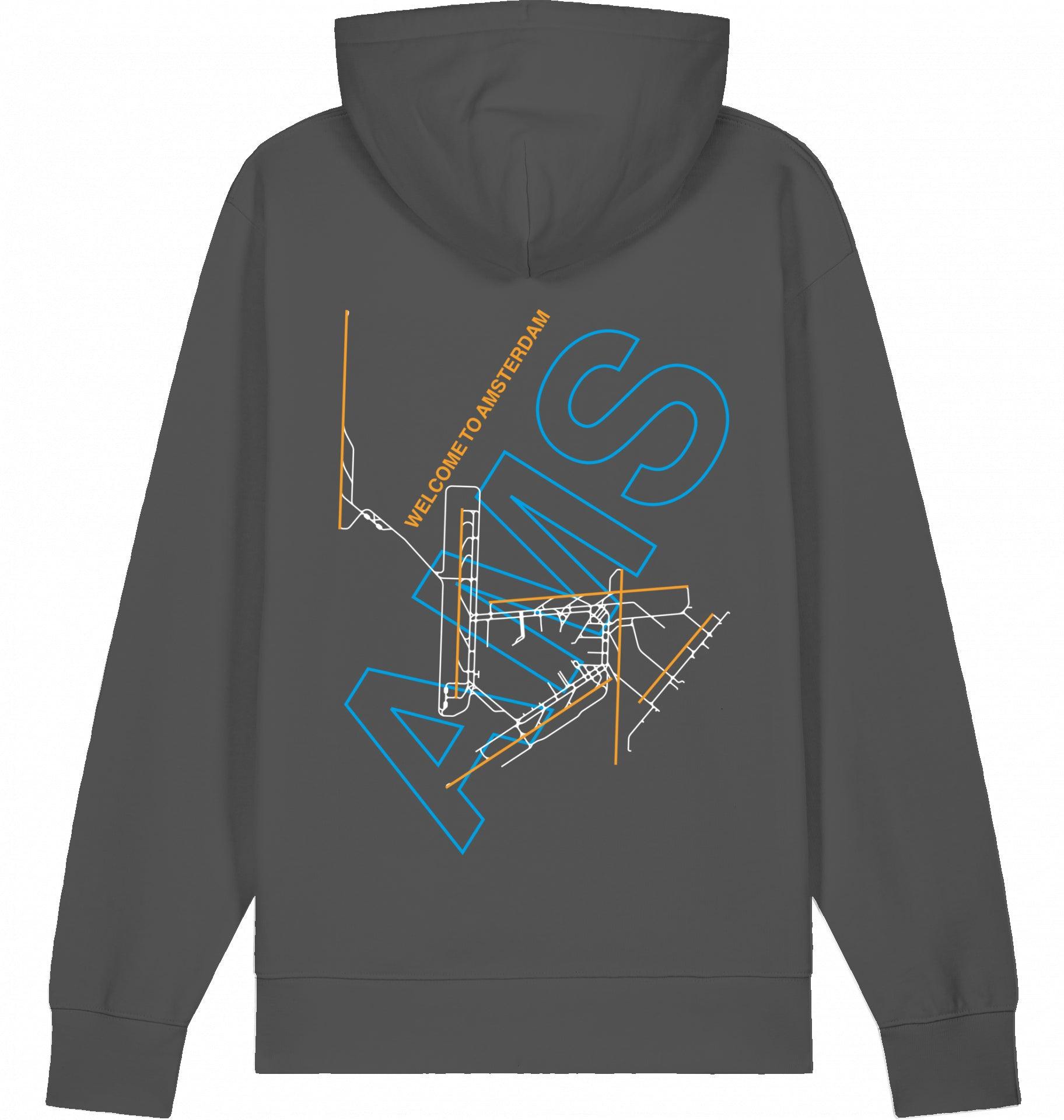 Aviation Amsterdam AMS Airport Hoodie 2.0 Anthracite für Piloten, Crews, Kinder & Planespotter made by SUPERSONIC aero 4U