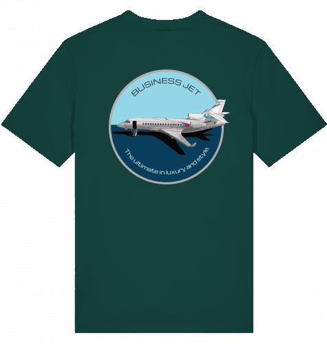 Aviation Flugzeug T-Shirt "Dassault Falcon 7X Business Jet" Glazed Green für Piloten, Crews, Kinder & Planespotter made by SUPERSONIC aero 4U