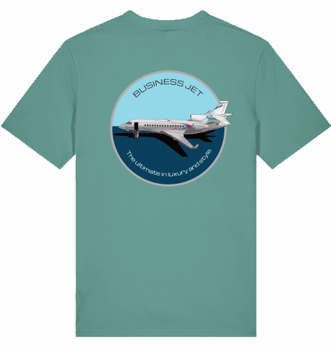 Aviation Flugzeug T-Shirt "Dassault Falcon 7X Business Jet" Green Bay für Piloten, Crews, Kinder & Planespotter made by SUPERSONIC aero 4U