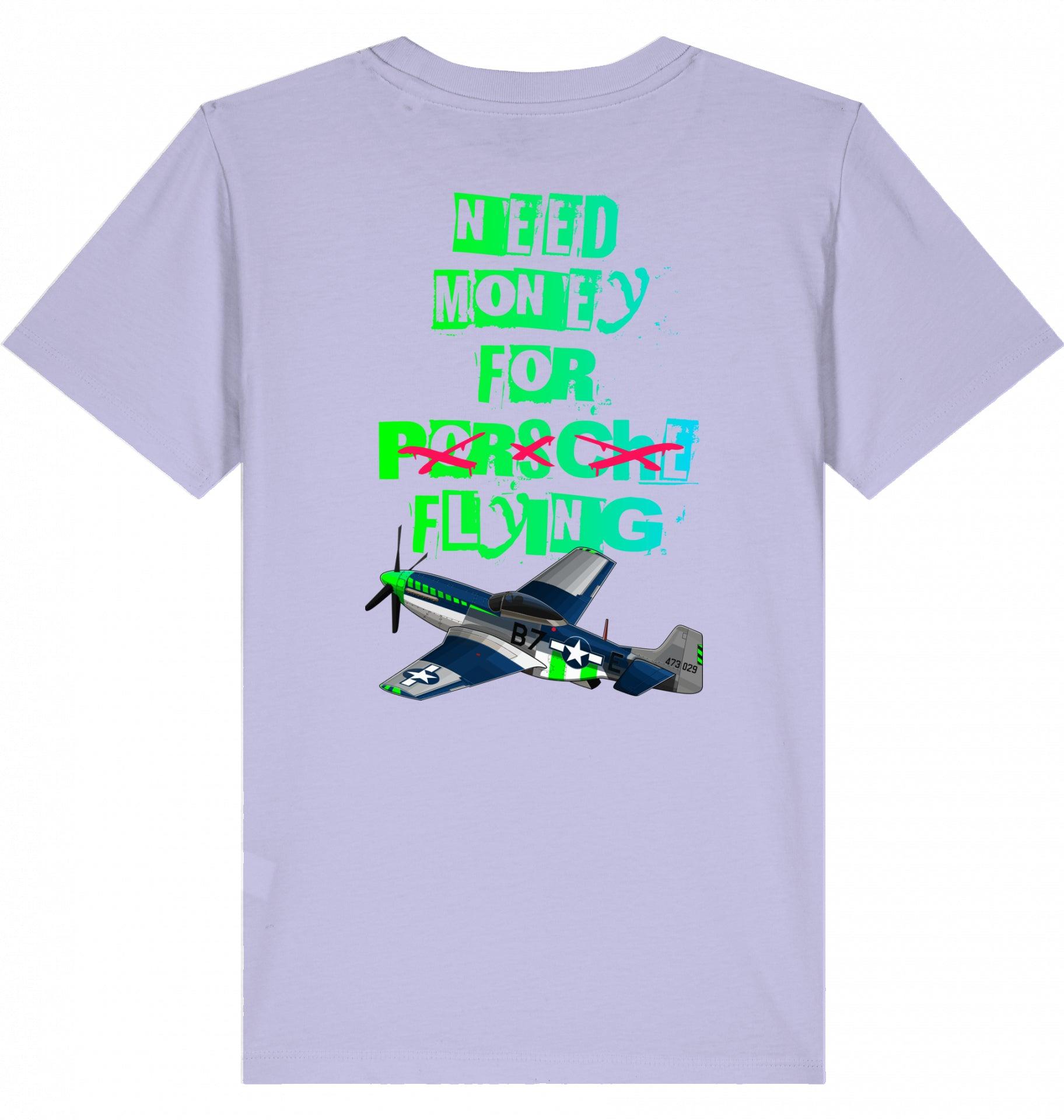Aviation Kids Aviation T-Shirt "Need Money for Flying" 2.0 Lavender für Piloten, Crews, Kinder & Planespotter made by SUPERSONIC aero 4U