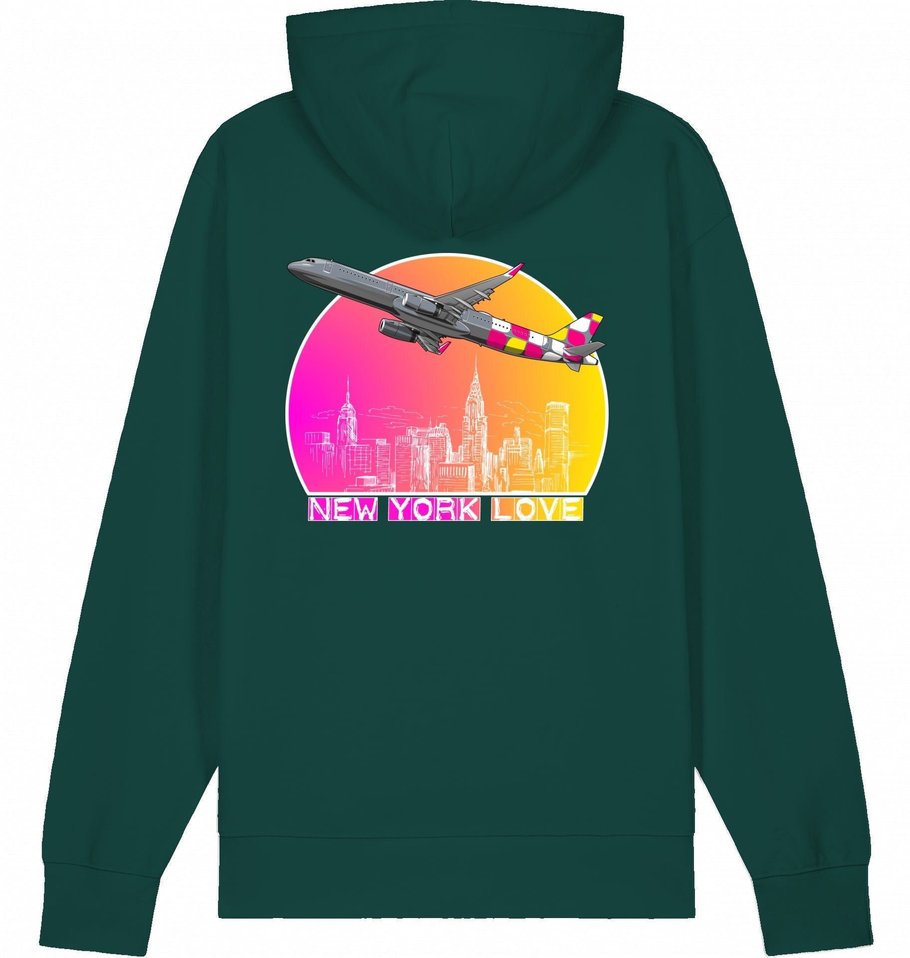 Aviation Flugzeug Hoodie Airbus A321 New York Glazed Green für Piloten, Crews, Kinder & Planespotter made by SUPERSONIC aero 4U