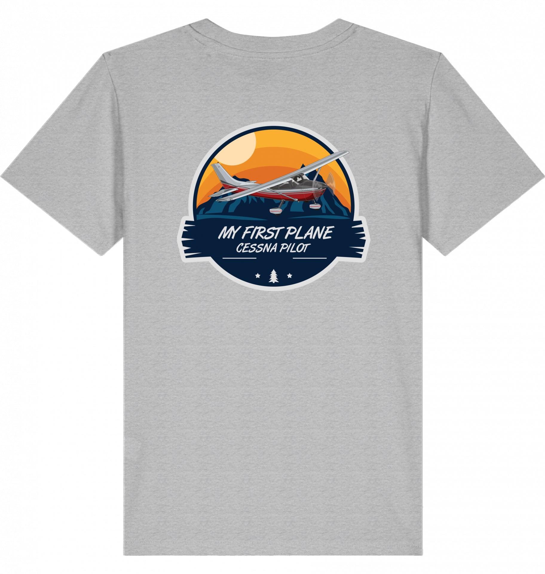 Aviation Kids Aviation T-Shirt "My first Plane Cessna C172" 2.0 Heather Grey für Piloten, Crews, Kinder & Planespotter made by SUPERSONIC aero 4U