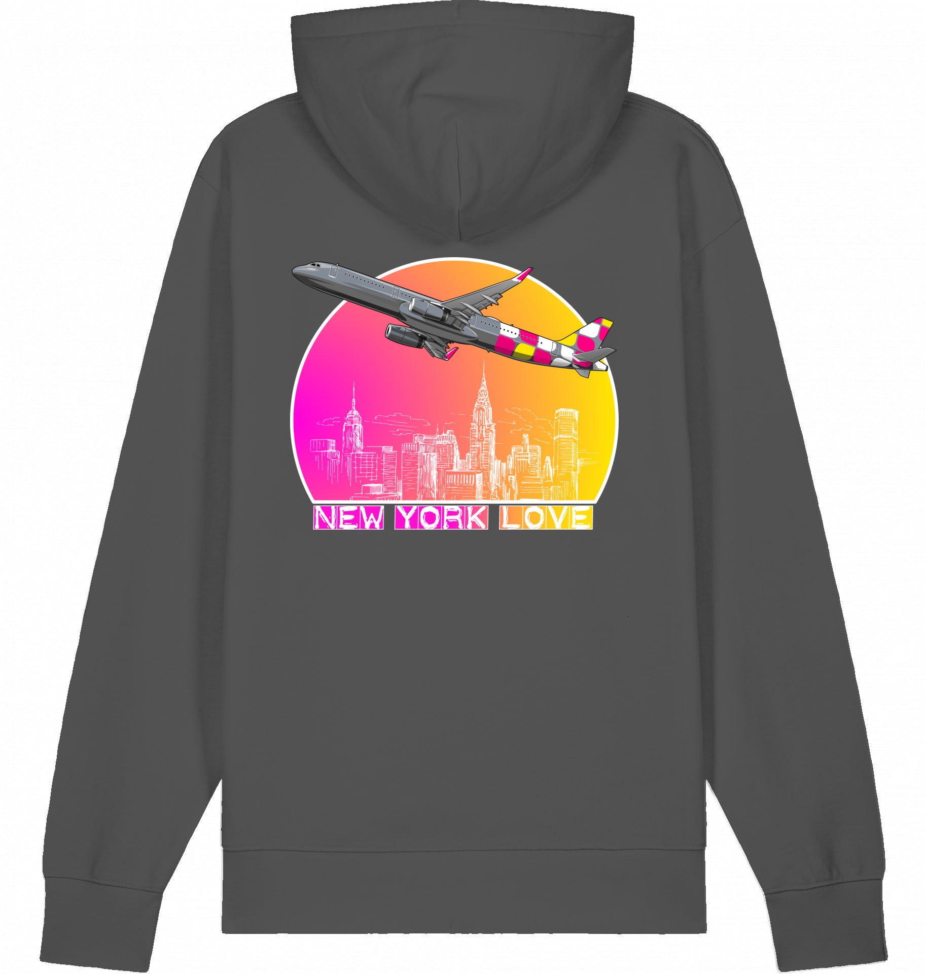 Aviation Flugzeug Hoodie Airbus A321 New York Anthracite für Piloten, Crews, Kinder & Planespotter made by SUPERSONIC aero 4U