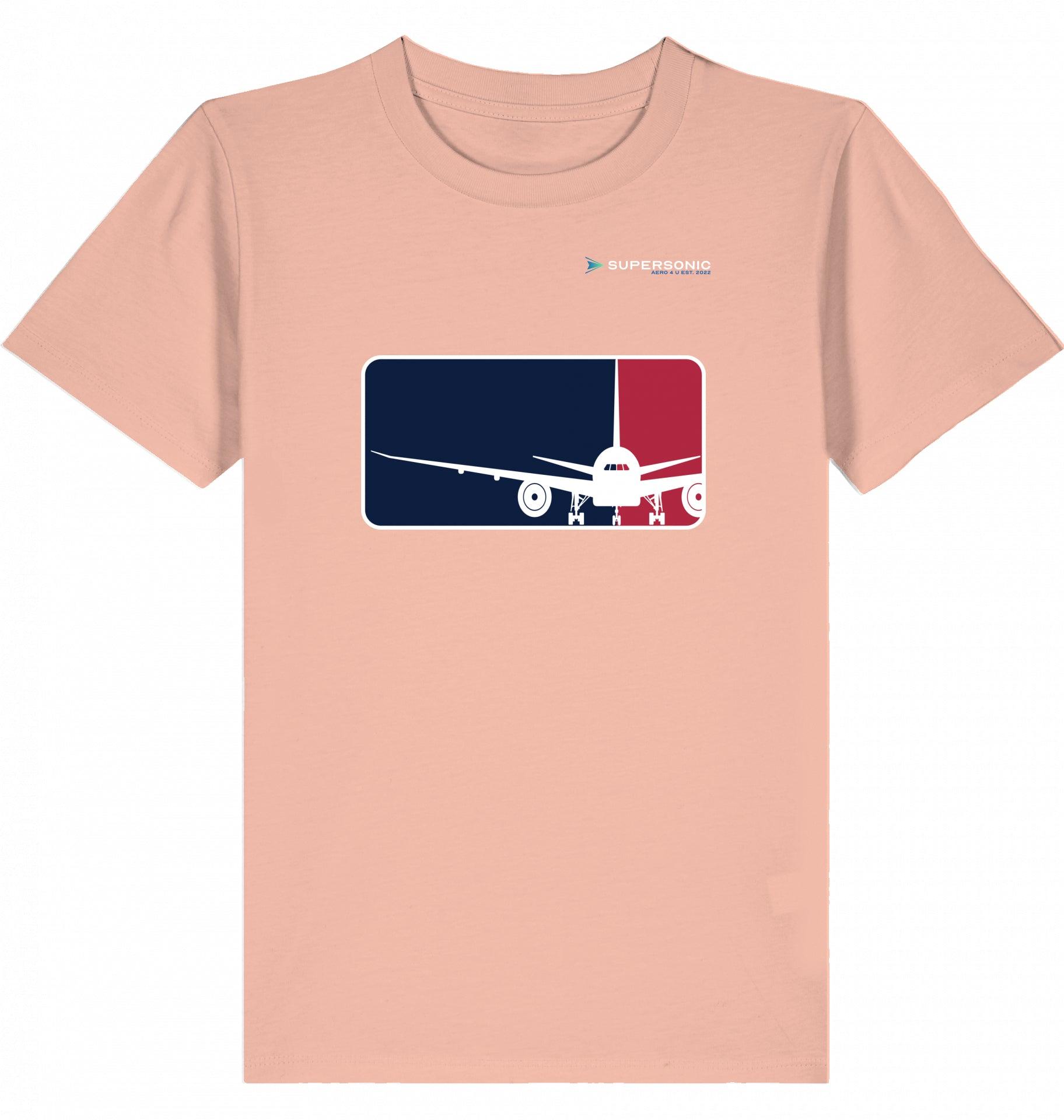 Aviation Kids Aviation T-Shirt “Major League Aviation“ Boeing 777 2.0 Fraiche Peche für Piloten, Crews, Kinder & Planespotter made by SUPERSONIC aero 4U