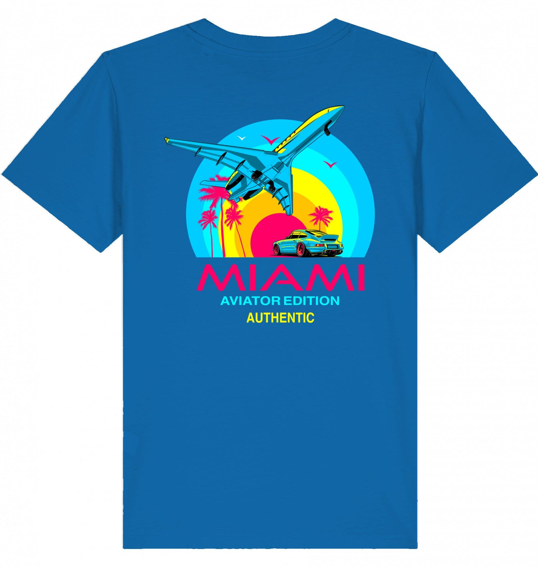 Aviation Kids Aviation T-Shirt "Aviator Miami Summer" 2.0 Royal Blue für Piloten, Crews, Kinder & Planespotter made by SUPERSONIC aero 4U