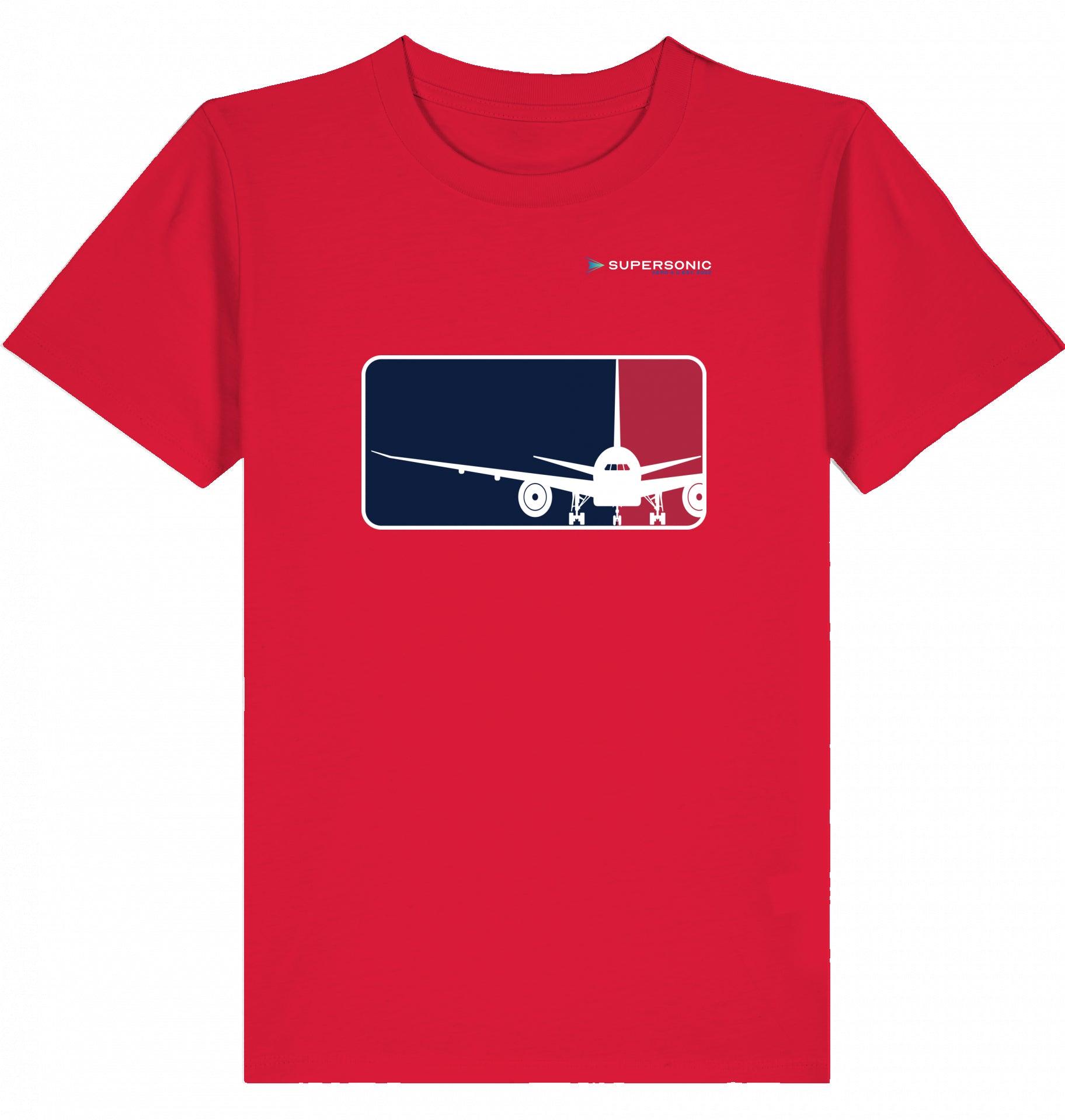 Aviation Kids Aviation T-Shirt “Major League Aviation“ Boeing 777 2.0 Red für Piloten, Crews, Kinder & Planespotter made by SUPERSONIC aero 4U