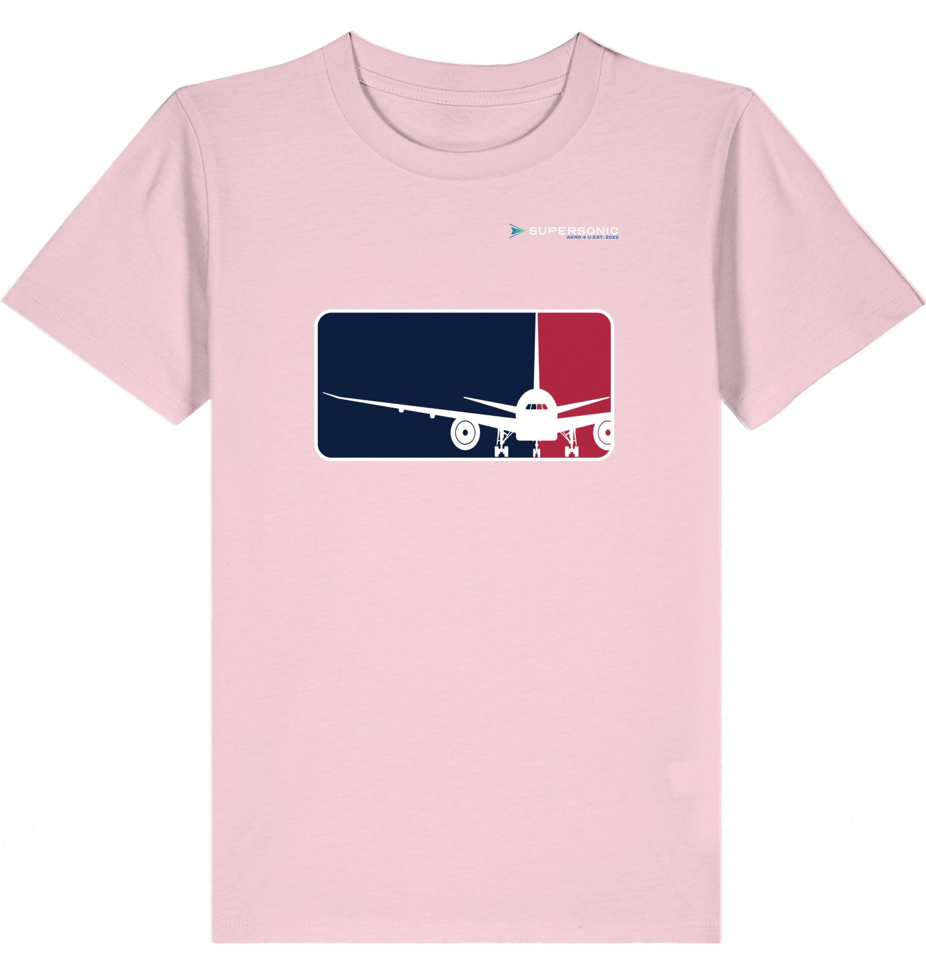 Aviation Kids Aviation T-Shirt “Major League Aviation“ Boeing 777 2.0 Cotton Pink für Piloten, Crews, Kinder & Planespotter made by SUPERSONIC aero 4U