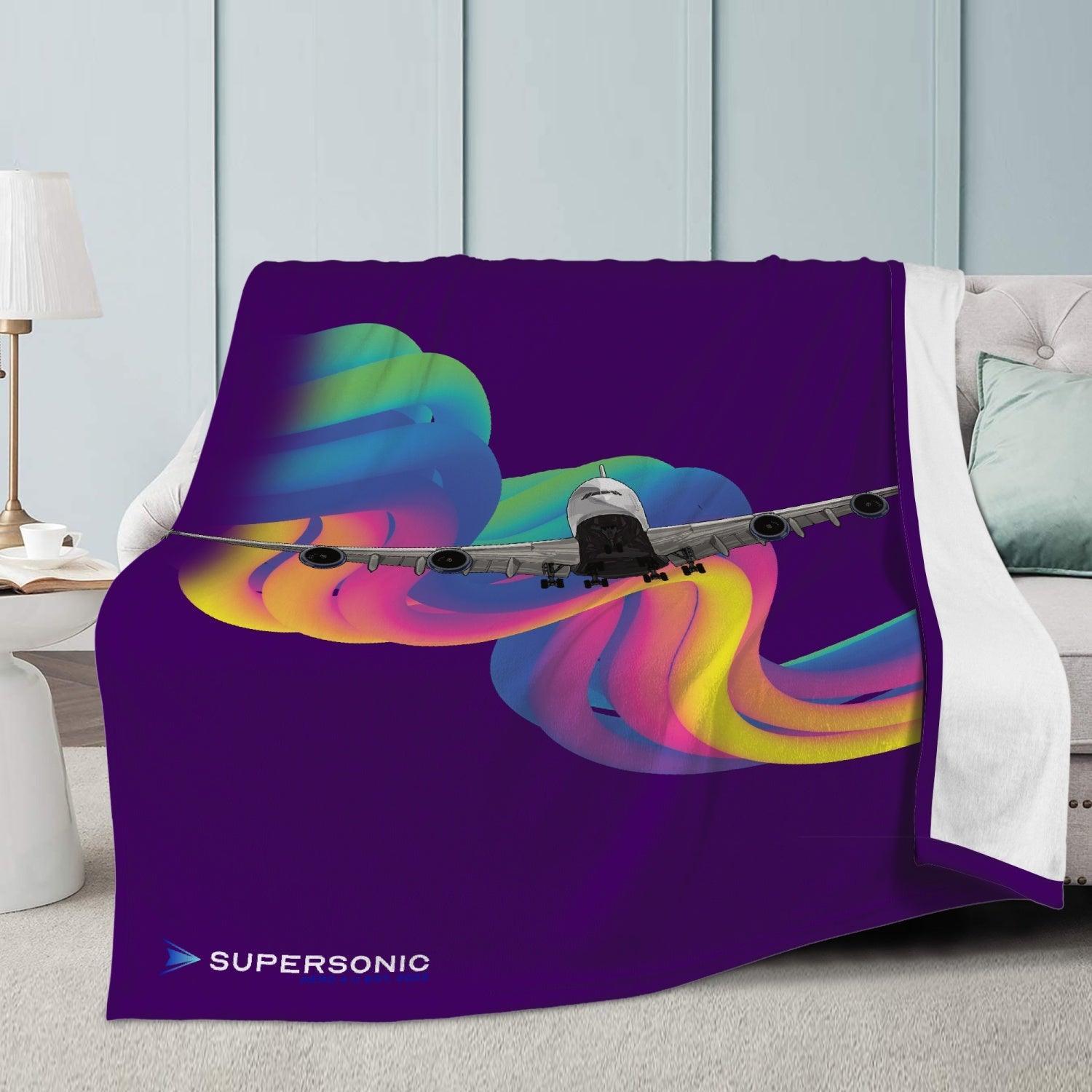 Aviation Pilot's Choice: Fleecedecke - Premium Aviation Comfort mit Airbus A380 Motiv für Piloten, Crews, Kinder & Planespotter made by SUPERSONIC aero 4U