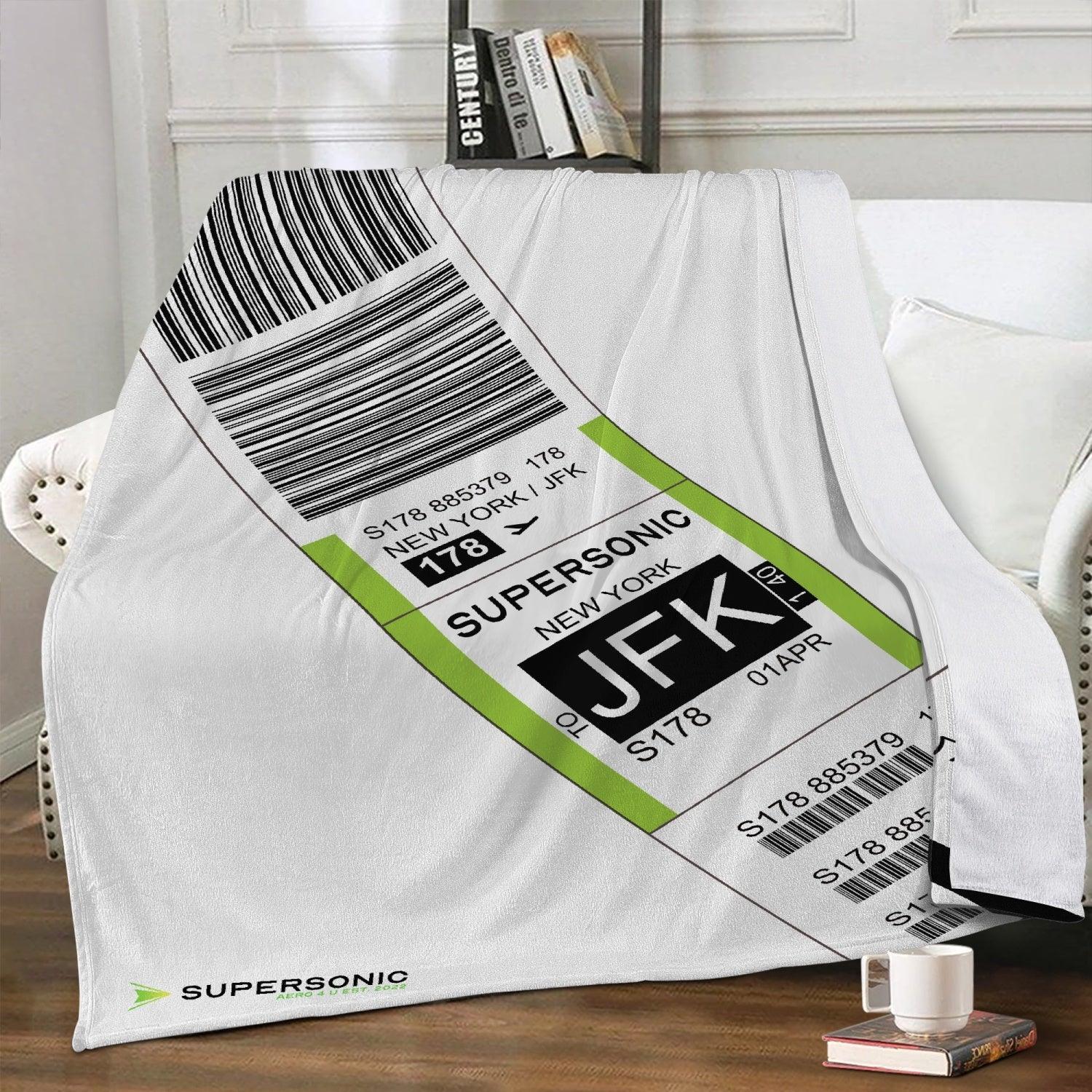 Aviation Aviation Lifestyle Fleecedecke - Airport Baggage Tag Signature Collection JFK, New York XL für Piloten, Crews, Kinder & Planespotter made by SUPERSONIC aero 4U