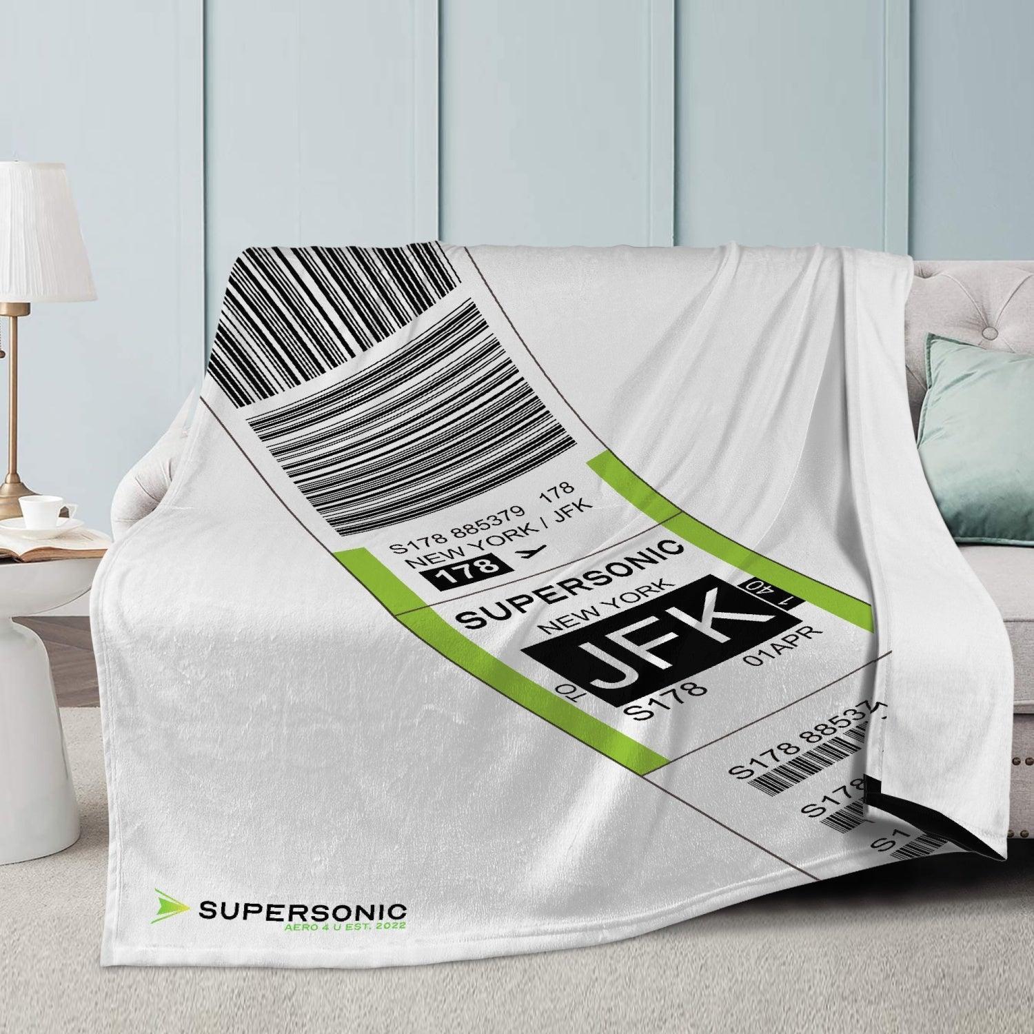 Aviation Aviation Lifestyle Fleecedecke - Airport Baggage Tag Signature Collection JFK, New York für Piloten, Crews, Kinder & Planespotter made by SUPERSONIC aero 4U