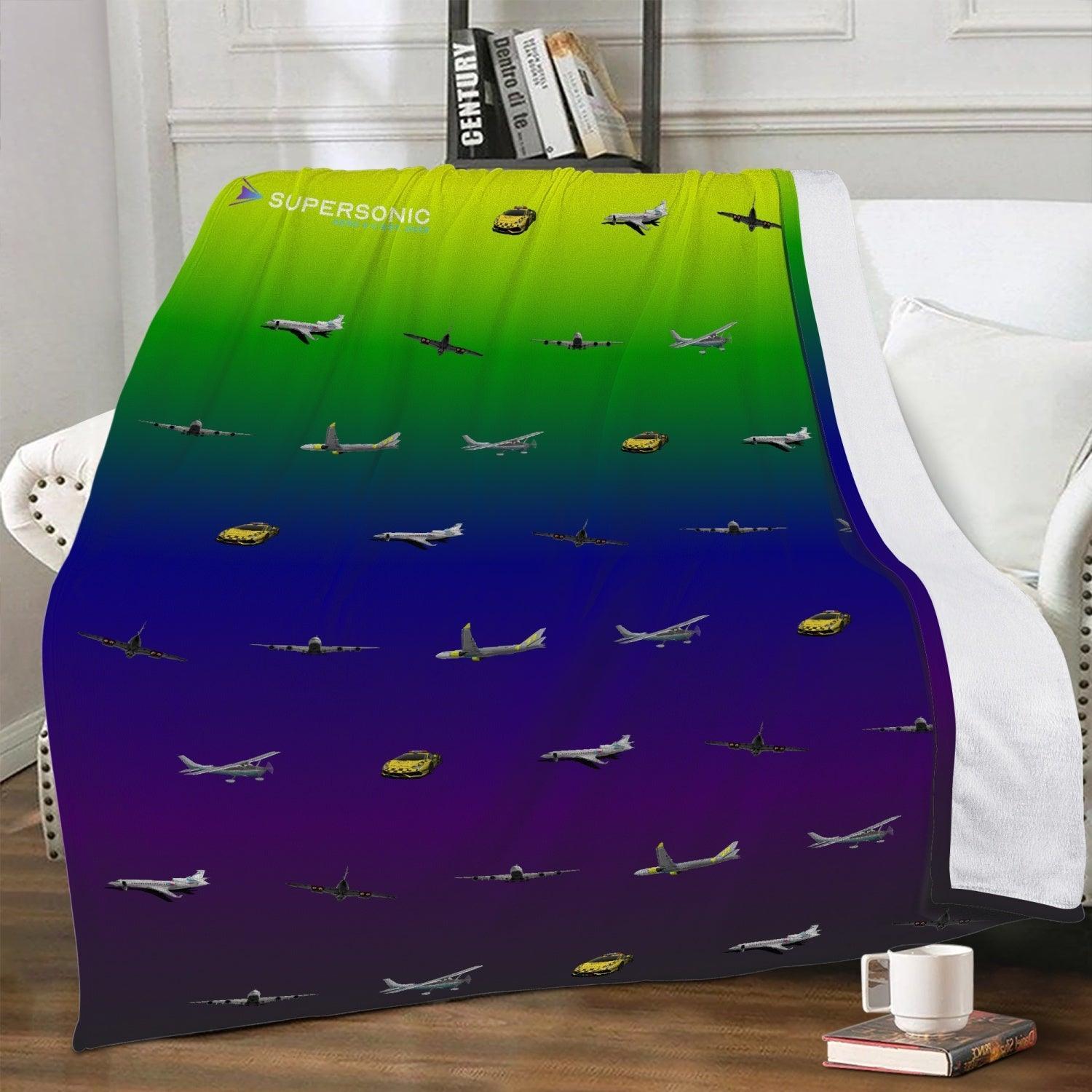 Aviation Flugzeug Design trifft Kuschelkomfort - bunte Aviation Fleecedecke für Piloten, Crews und Luftfahrtverrückte XL für Piloten, Crews, Kinder & Planespotter made by SUPERSONIC aero 4U