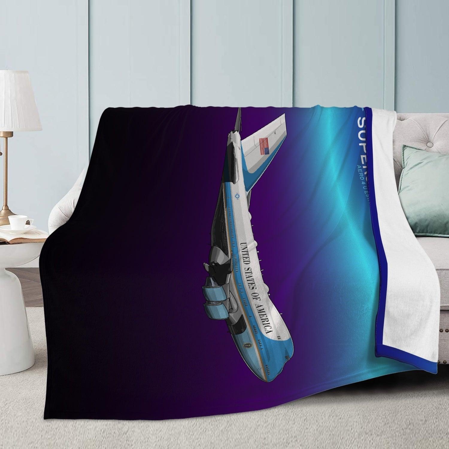 Aviation Kuschel Highlight für Piloten - Boeing 747 Air Force One Fleecedecke in Premium-Qualität für Piloten, Crews, Kinder & Planespotter made by SUPERSONIC aero 4U