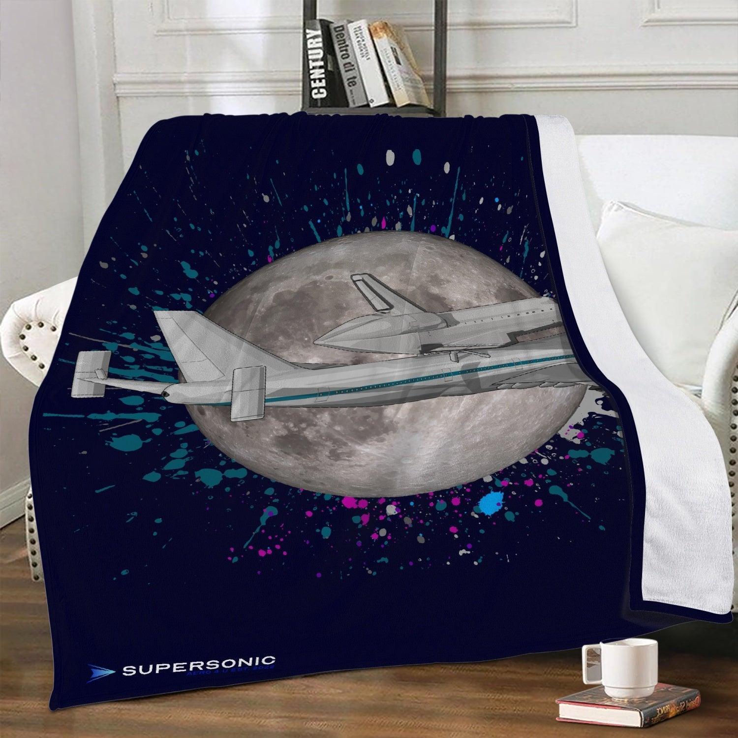 Aviation Warme Fleecedecke mit Boeing 747 NASA, Spaceshuttle Motiv - Für echte Luftfahrt-Enthusiasten XL für Piloten, Crews, Kinder & Planespotter made by SUPERSONIC aero 4U