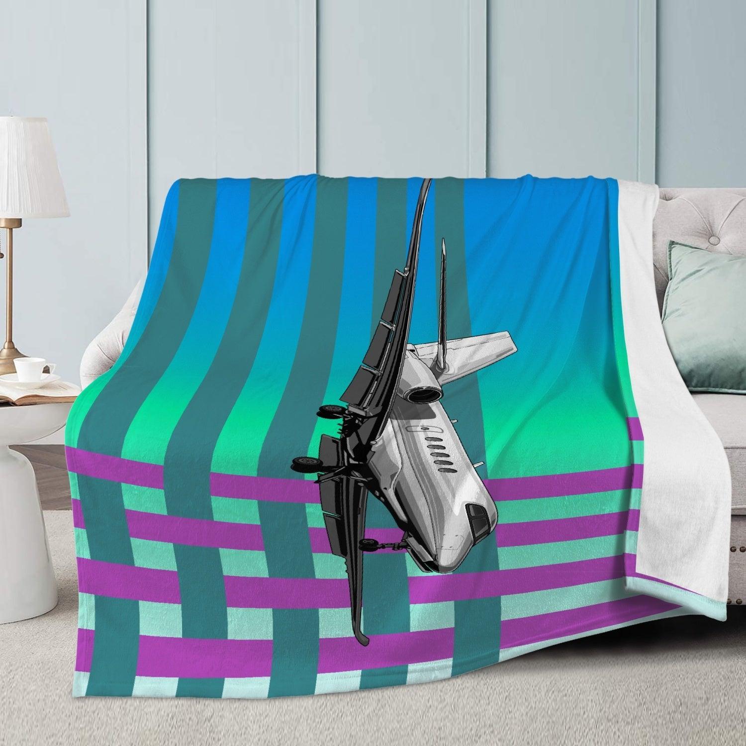 Aviation Flugzeug Fleecedecke Deluxe - Cessna Latitude Design für maximalen Kuschelfaktor für Piloten, Crews, Kinder & Planespotter made by SUPERSONIC aero 4U