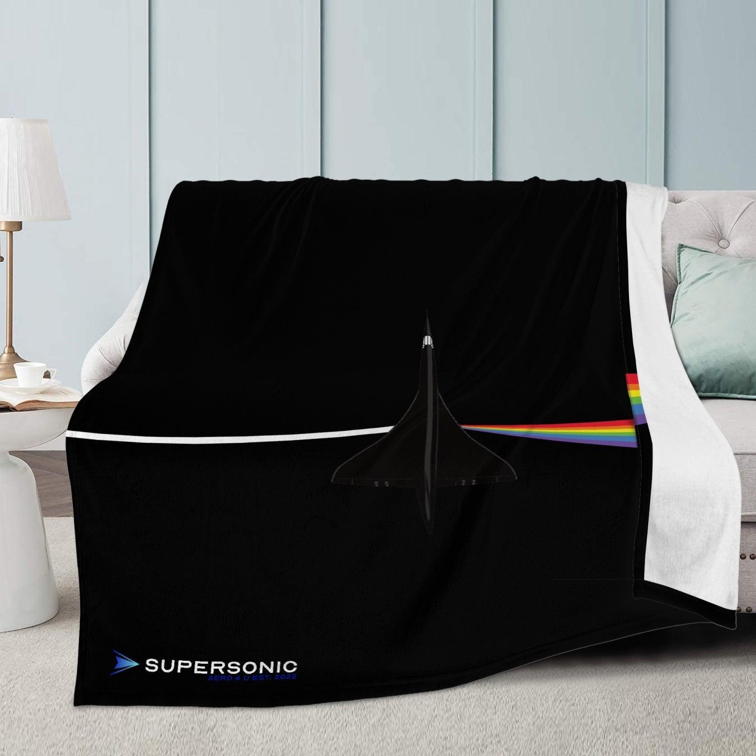 Aviation Premium Flugzeug Fleecedecke - Ultraleicht & Kuschelig mit "Dark Side of Supersonic - Concorde Aircraft" Design für Piloten, Crews, Kinder & Planespotter made by SUPERSONIC aero 4U