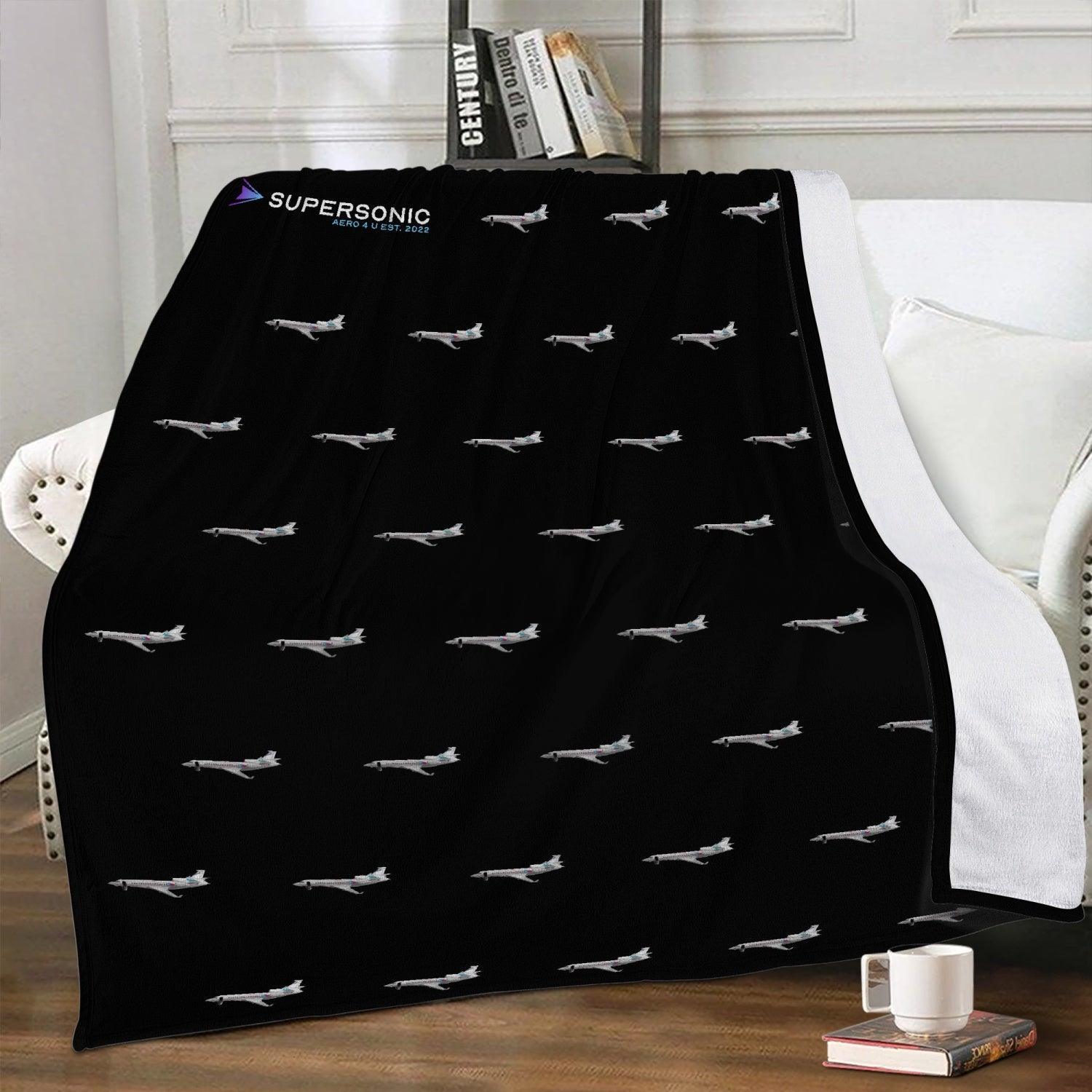 Aviation Warme Fleecedecke mit Dassault Falcon 7X Motiv - Für echte Luftfahrer XL für Piloten, Crews, Kinder & Planespotter made by SUPERSONIC aero 4U