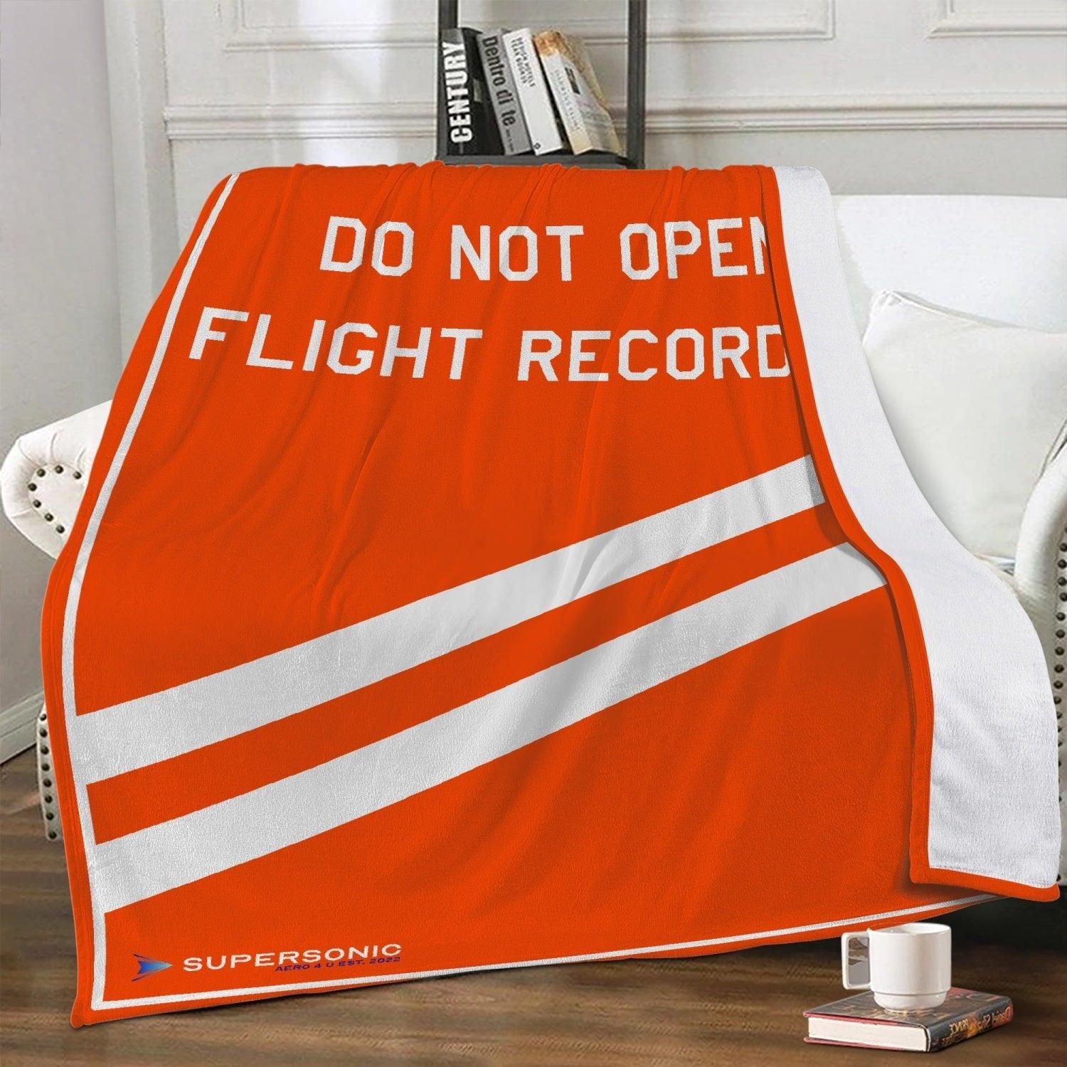 Aviation Premium Fleecedecke - Leicht & warm für Aviation-Begeisterte "Do not open - Flight Recorder" Design XL für Piloten, Crews, Kinder & Planespotter made by SUPERSONIC aero 4U