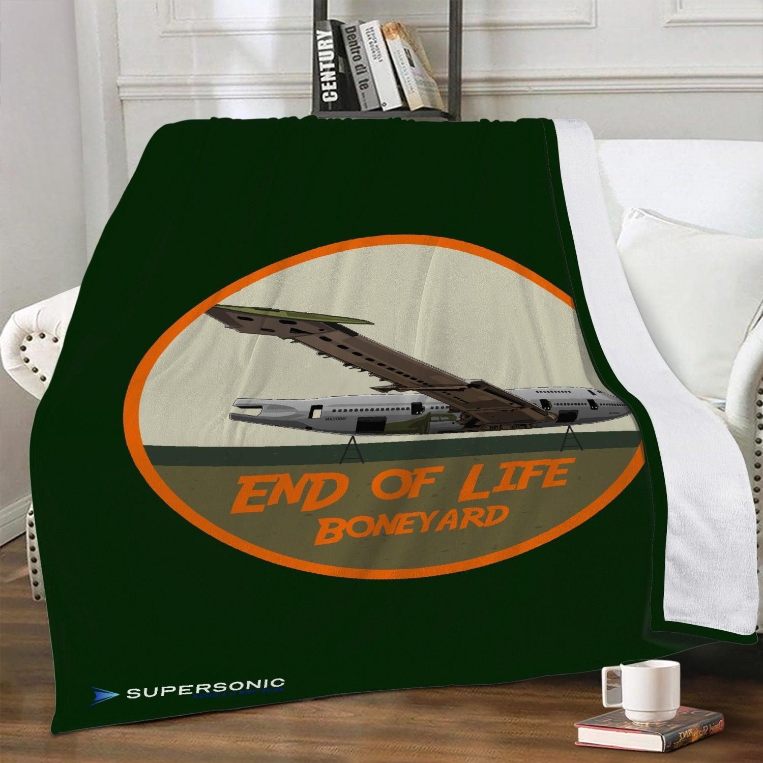 Aviation Premium Luftfahrt Fleecedecke - "End of life Boneyard" Design für Boeing 747 Liebhaber XL für Piloten, Crews, Kinder & Planespotter made by SUPERSONIC aero 4U