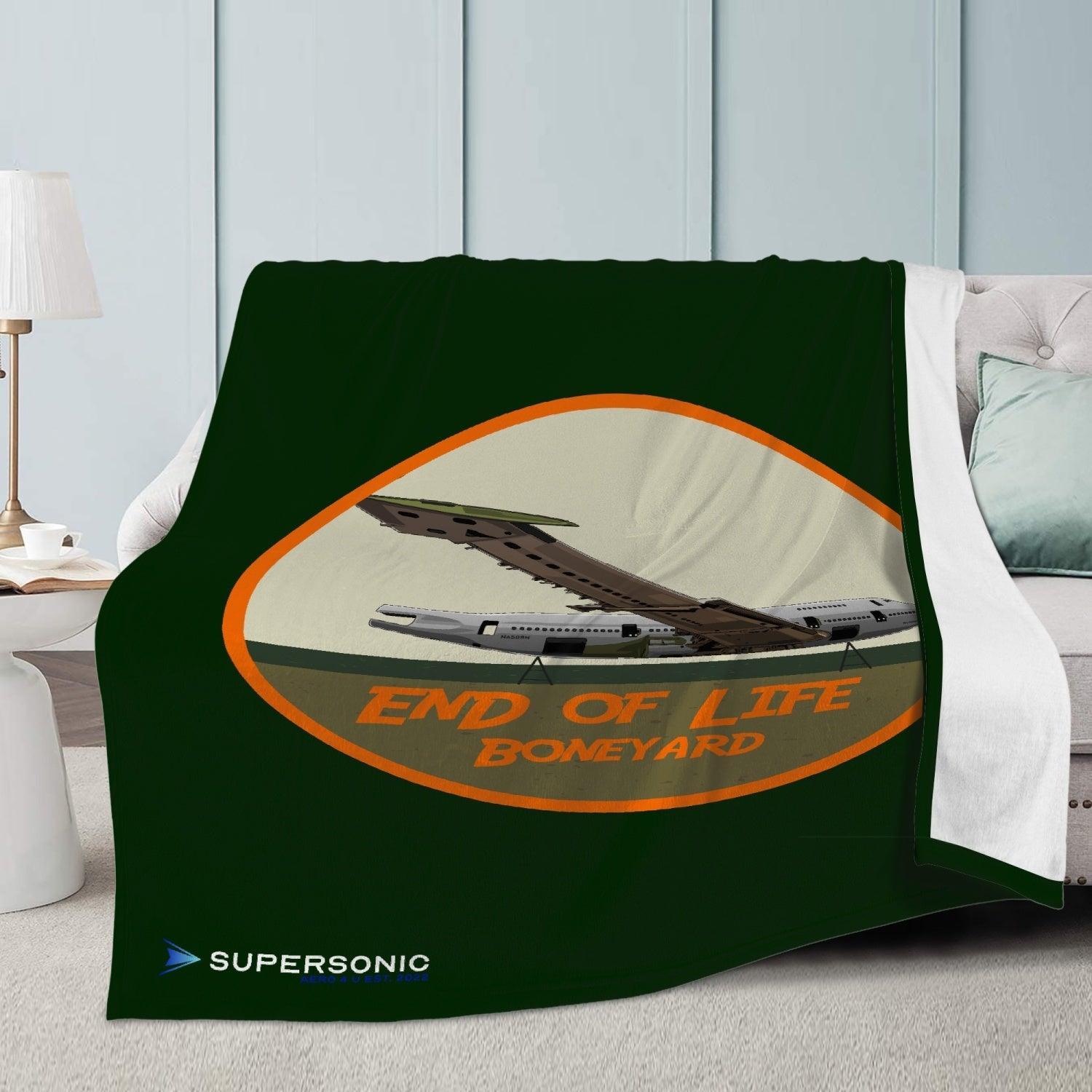 Aviation Premium Luftfahrt Fleecedecke - "End of life Boneyard" Design für Boeing 747 Liebhaber für Piloten, Crews, Kinder & Planespotter made by SUPERSONIC aero 4U