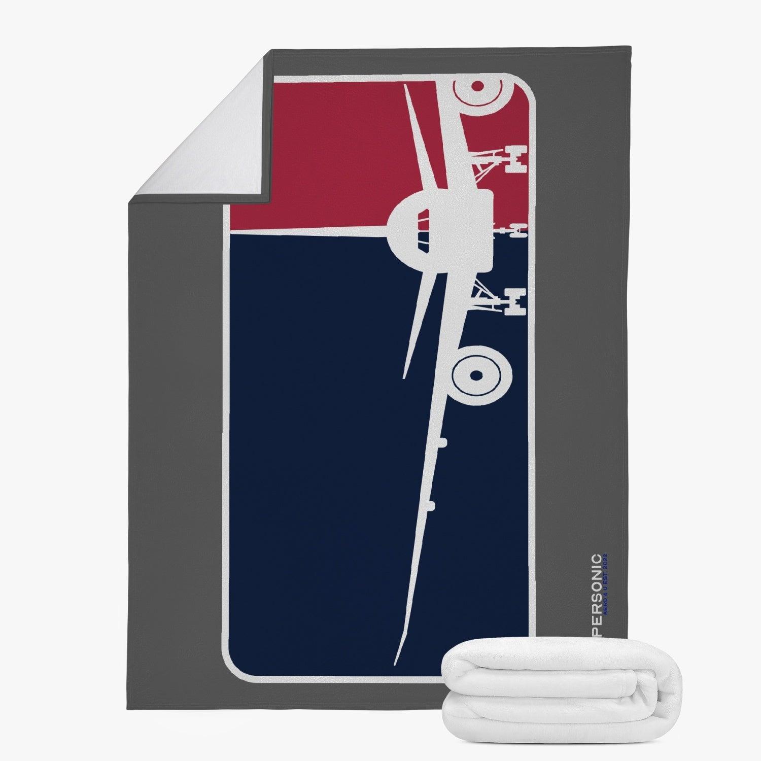 Aviation Weiche Aviation Fleecedecke "Major League Aviation" im Boeing 777 Design - Dein kuscheliger Begleiter am Boden für Piloten, Crews, Kinder & Planespotter made by SUPERSONIC aero 4U