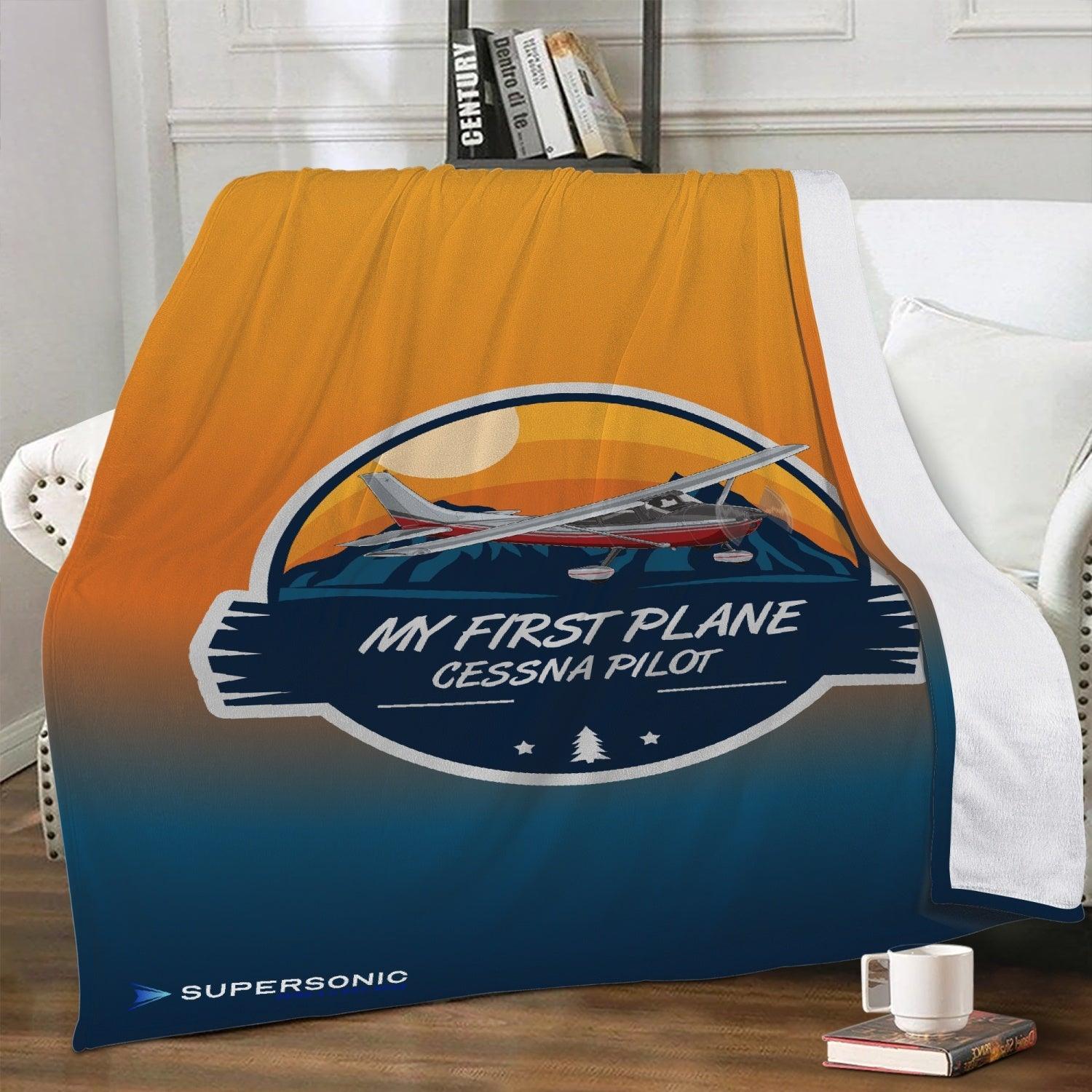 Aviation Die perfekte Piloten Fleecedecke: "My first plane - Cessna C172 Pilot" XL für Piloten, Crews, Kinder & Planespotter made by SUPERSONIC aero 4U