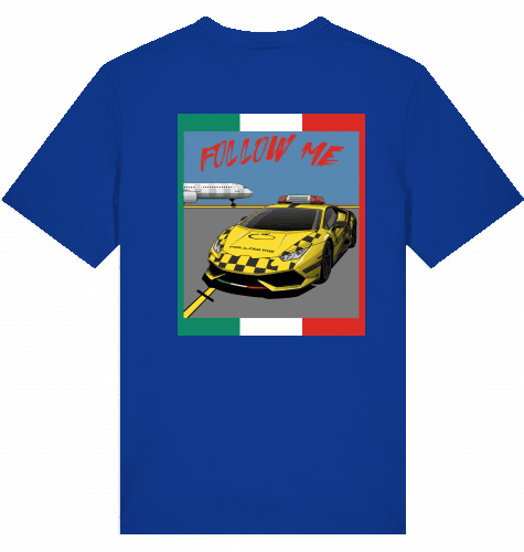 Aviation Airport T-Shirt "Follow Me Italia Supercar" Airbus A321 Worker Blue für Piloten, Crews, Kinder & Planespotter made by SUPERSONIC aero 4U